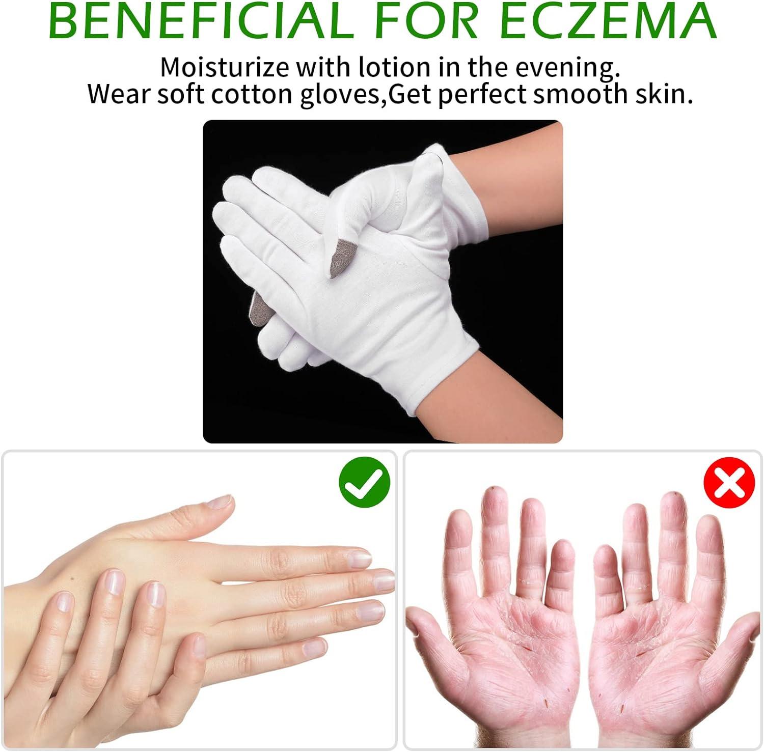 Sibba 3 Pairs Touch Screen Moisturizing Gloves White Cotton Moisturizing Gloves Overnight