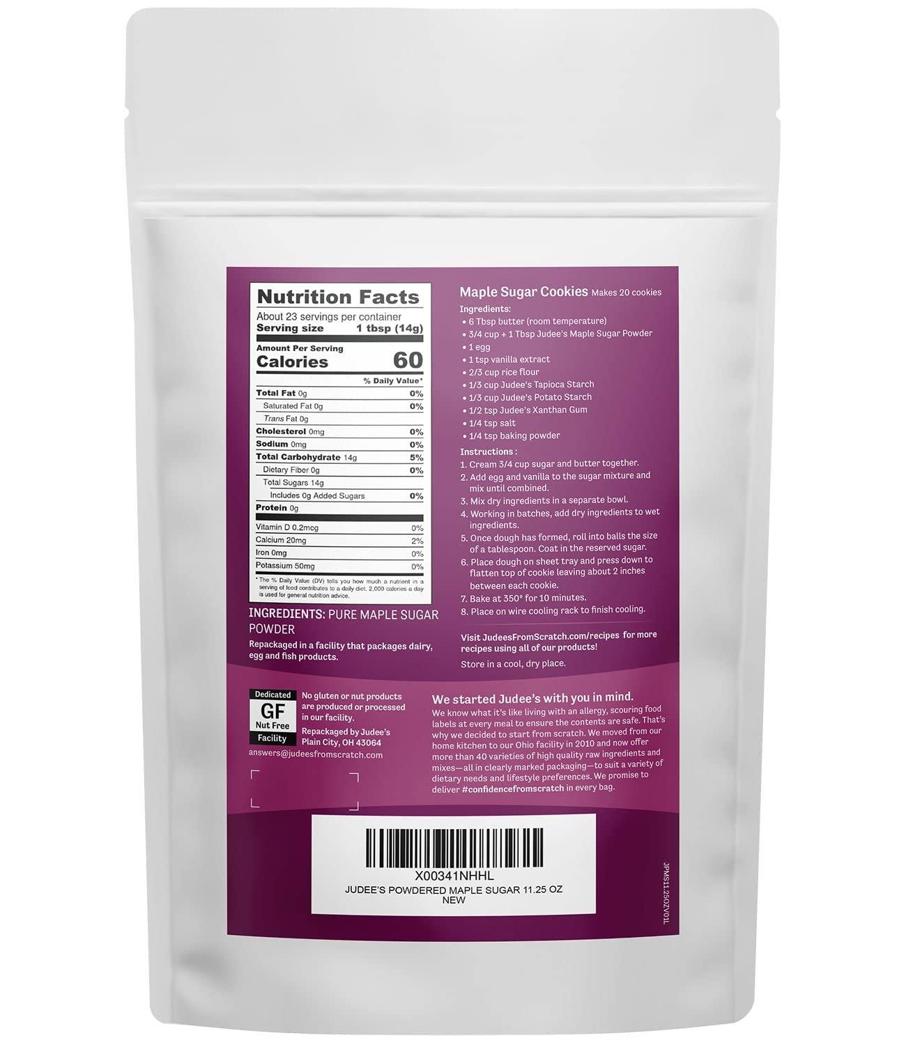 Judees Powdered Maple Sugar 11.25 oz Confectioners Sugar from Maple