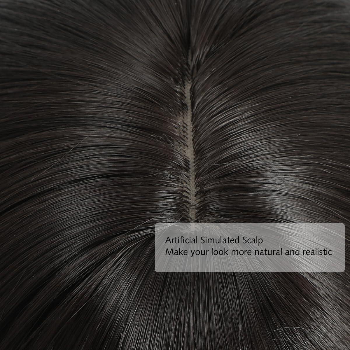 Yamel Hair Toppers for Women 3 Clips in Hair Topper with Bangs Dark Brown 12 Inch Synthetic