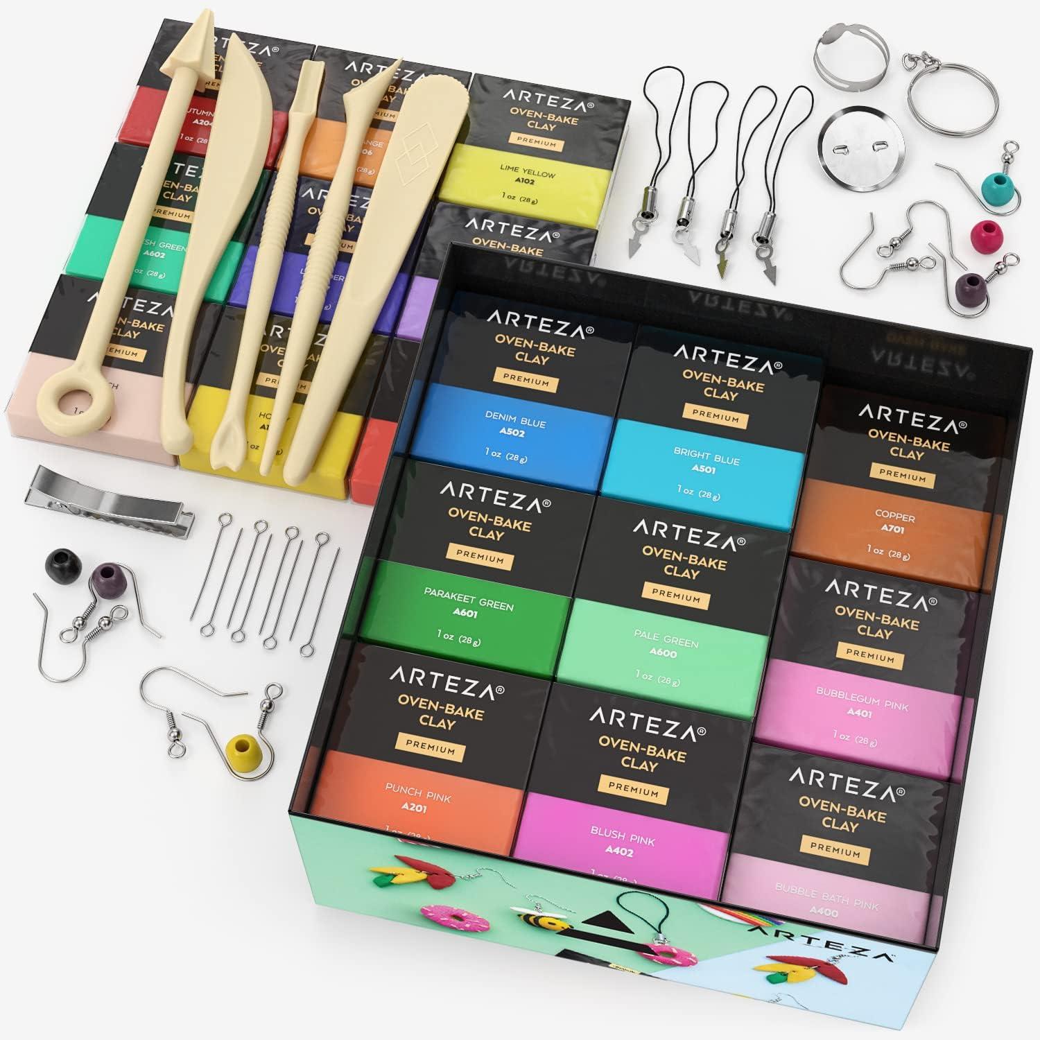 Arteza Polymer Clay Kit Modeling Clay Oven Bake for Adults and Teens with 5  Sculpting Tools 42 Colors Made for Clay Earrings Jewelry Making and Crafts  Set of 42