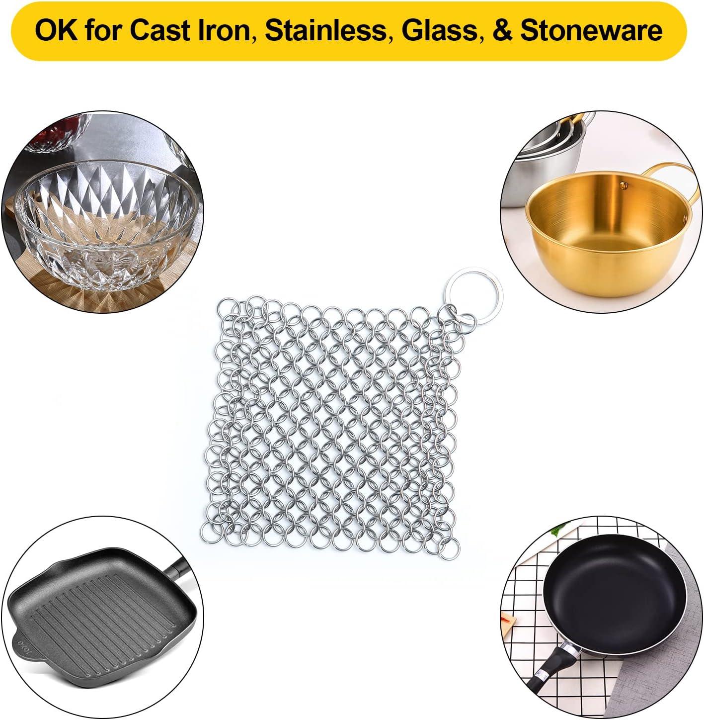 Desorden 4 in. Stainless Steel Chain Mail Scrubber for Cast Iron Cookware
