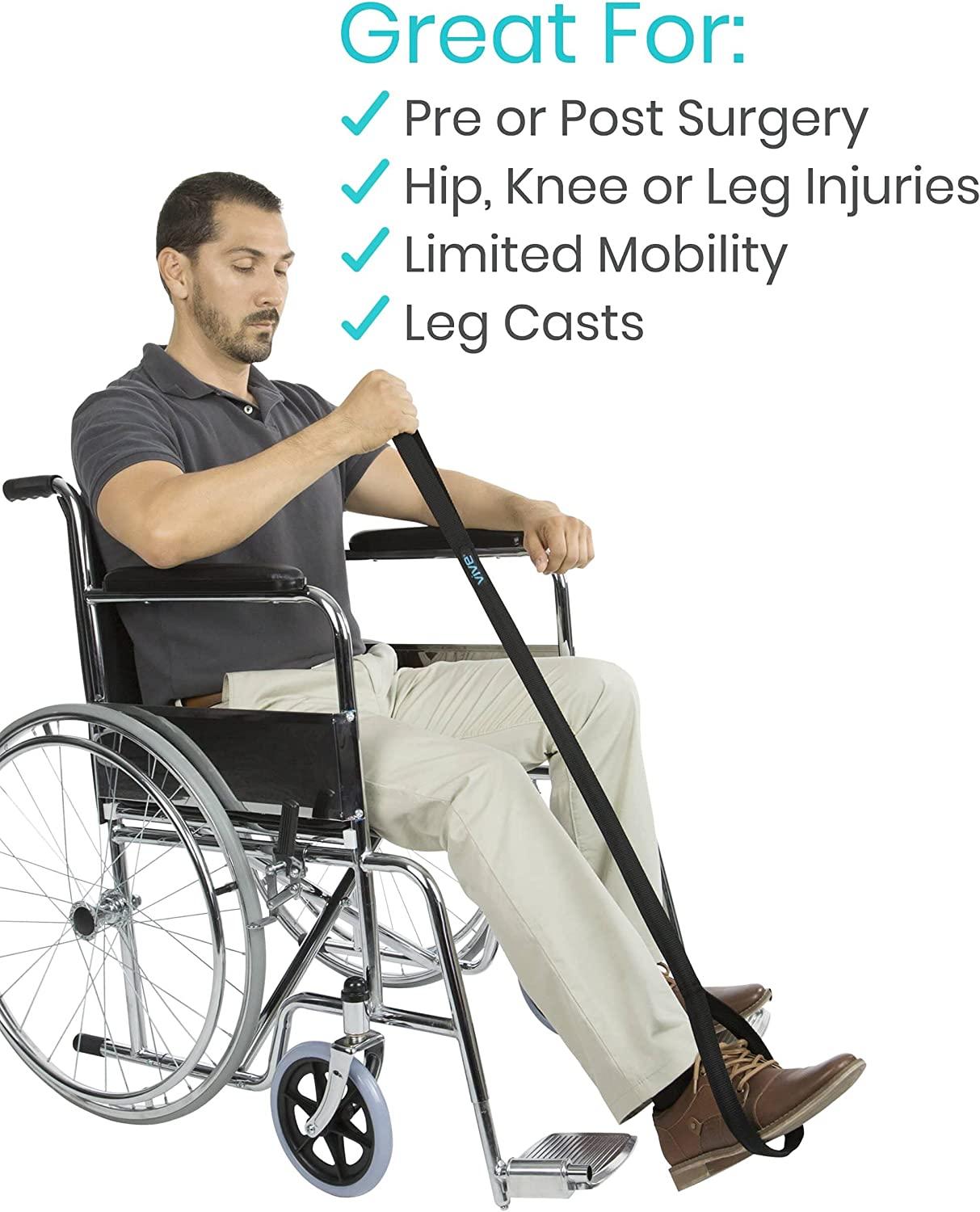 Vive Leg Lifter Strap (44 Inch) Rigid Foot Loop Hand Grip for