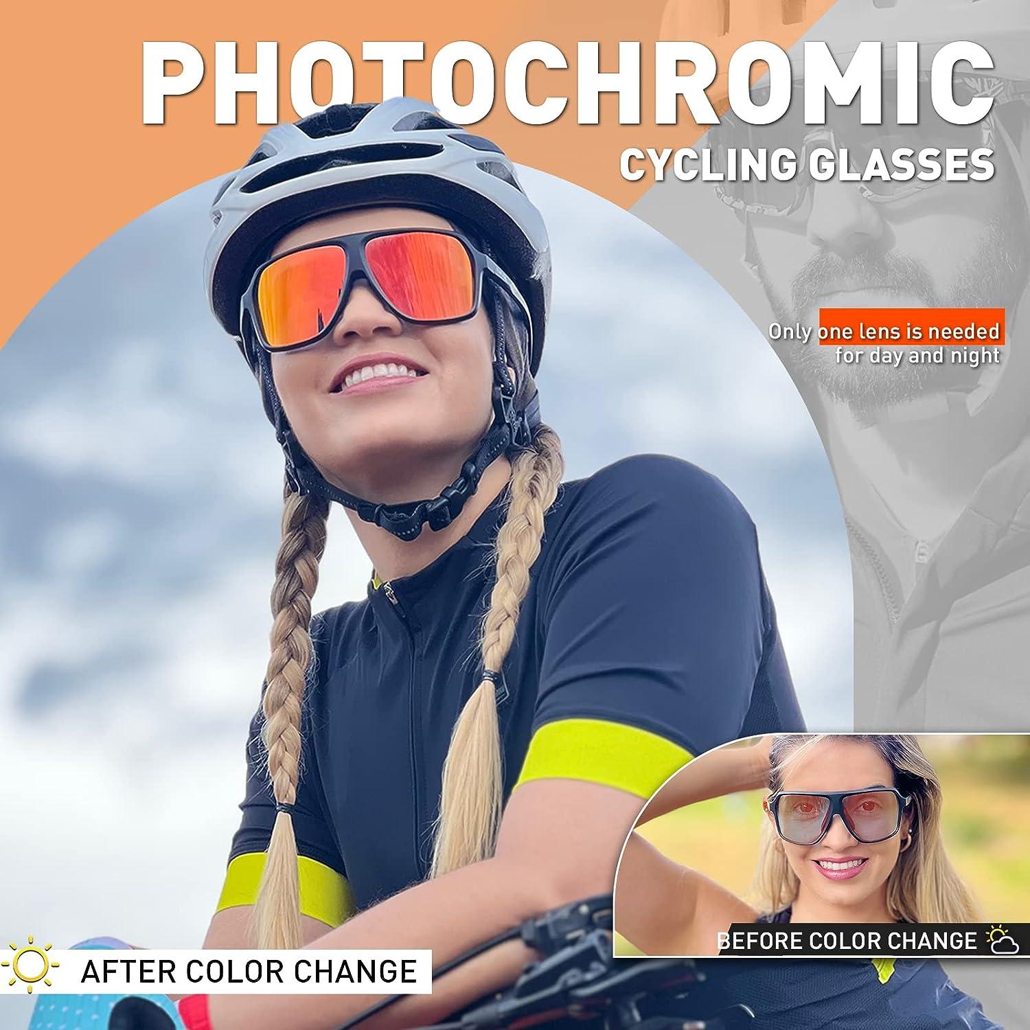 KAPVOE Photochromic Cycling Glasses for Men Women Sports