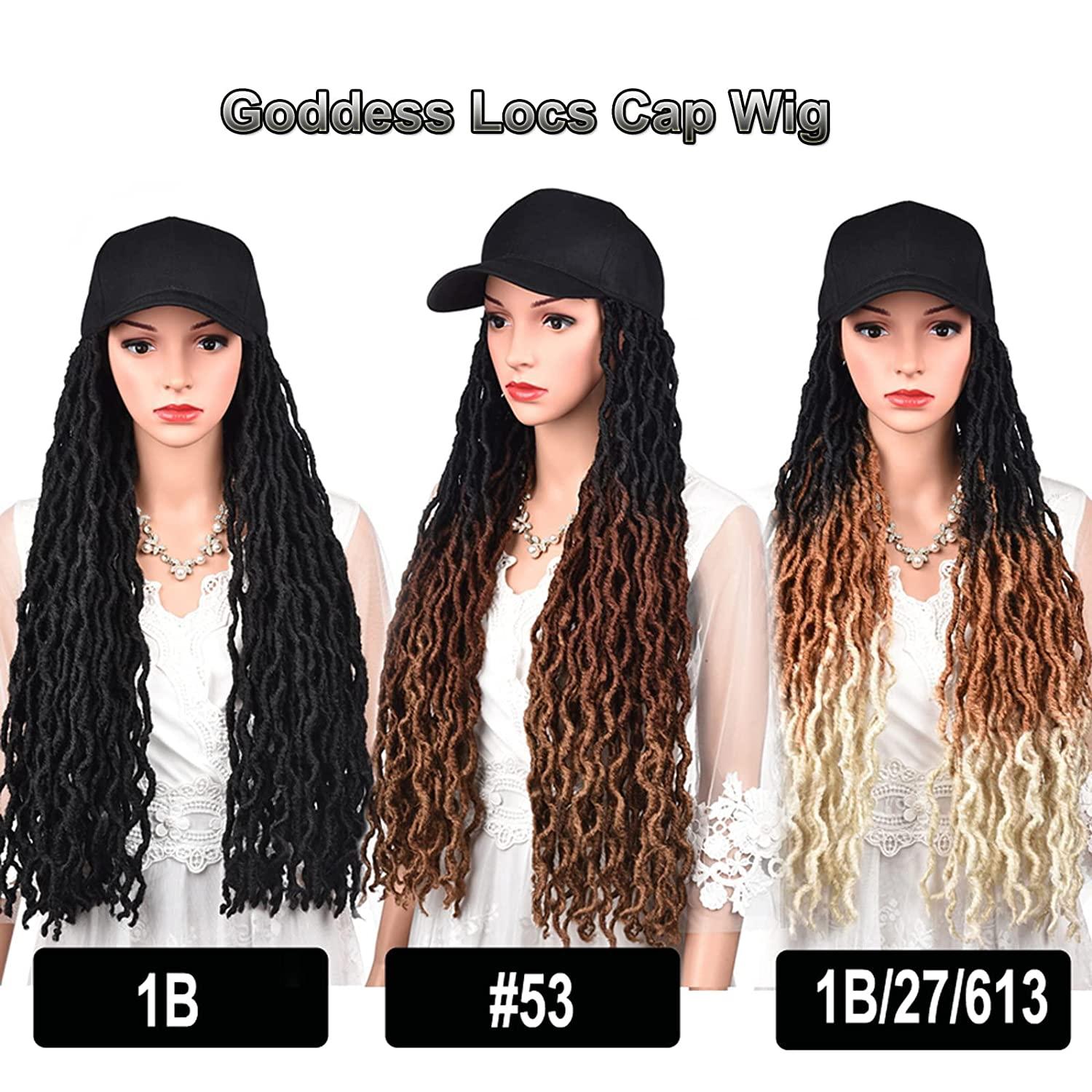 Goddess Faux Locs Baseball Cap Wig with Ombre Color Synthetic Hair