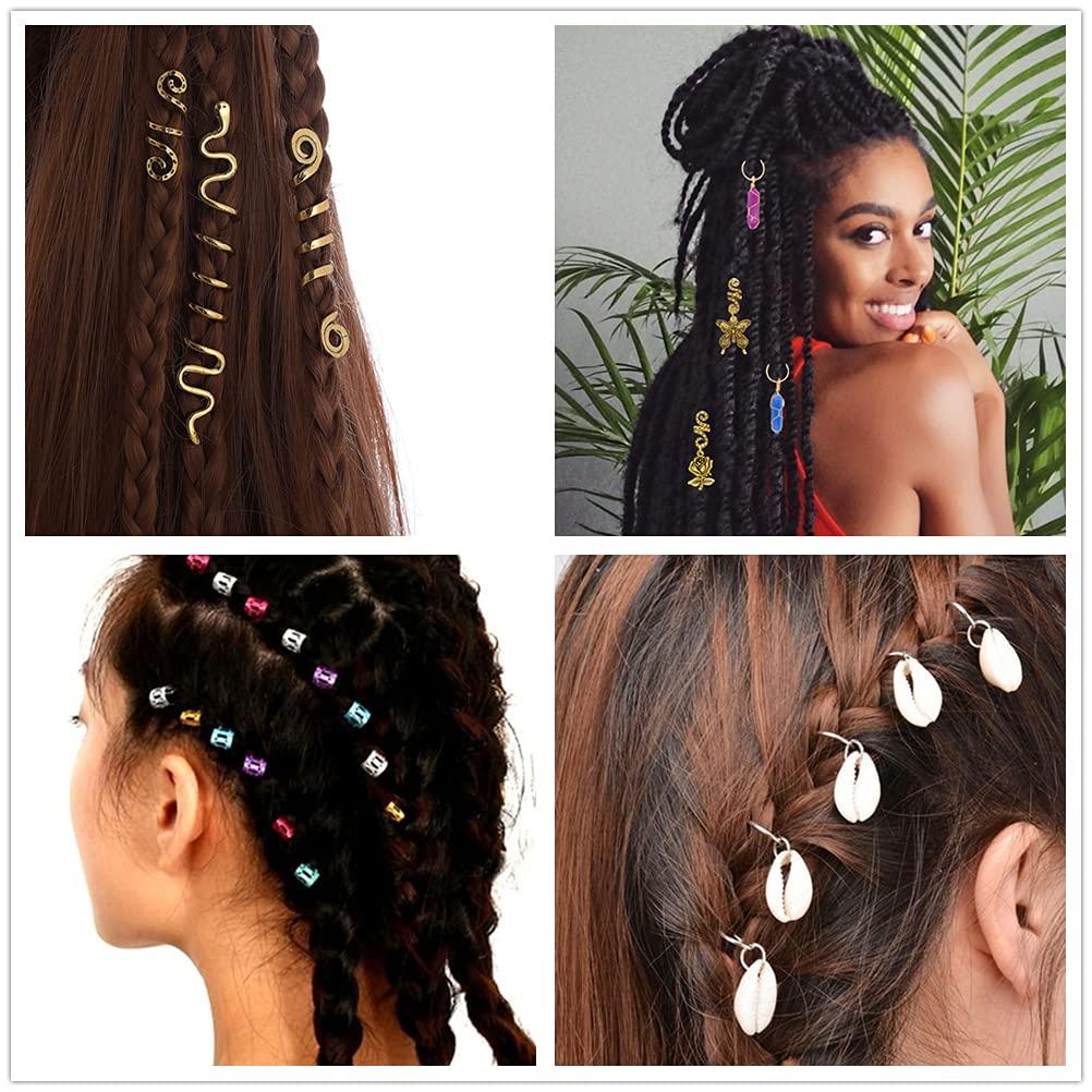 125 Pcs Dreadlocks Loc Hair Jewelry for Women Braids Hair, Crystal