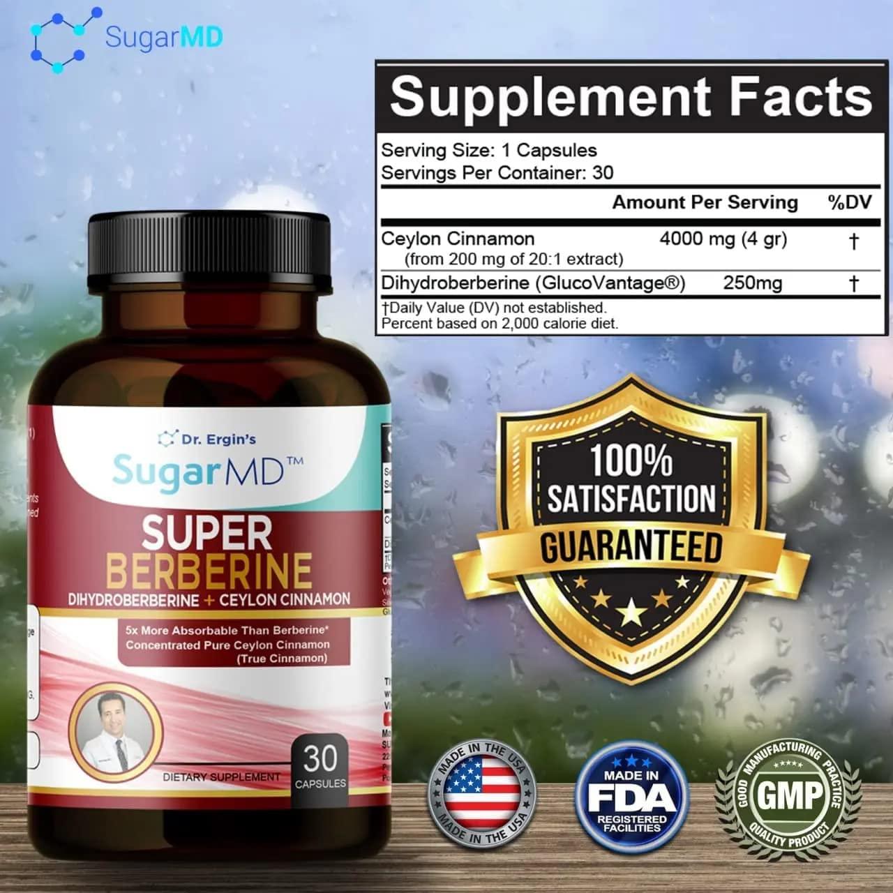 Dr. Ergin's SugarMD Super Berberine with DHB and Ceylon Cinnamon 30