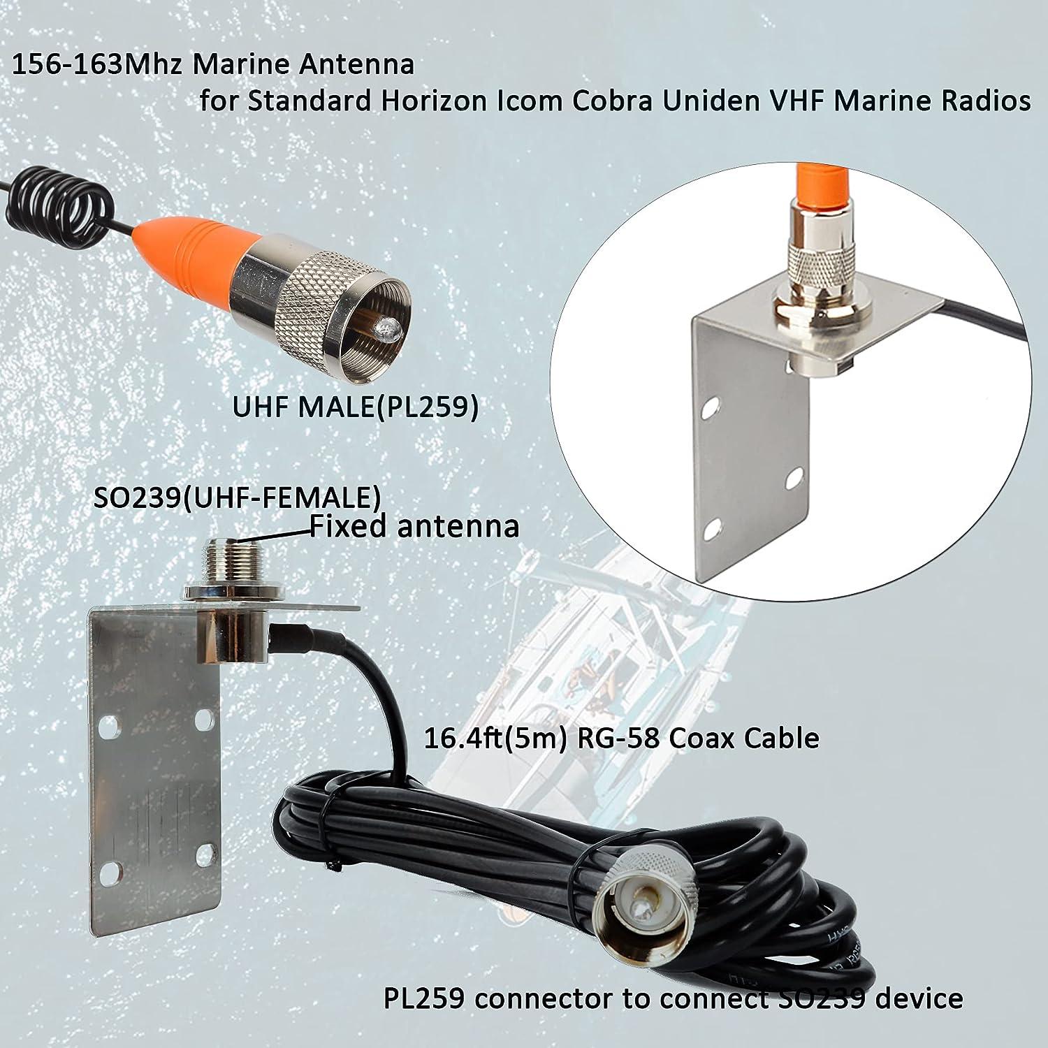 HYS UKW-Marine-Antenne, 156-163 MHz, Antenne mit Halterung, 5 m,  RG58-Kabel, kompatibel mit VHF-Mobilfunkgeräten für Yacht Kreuzfahrt Schiff  LKW Wohnmobil: : Elektronik & Foto