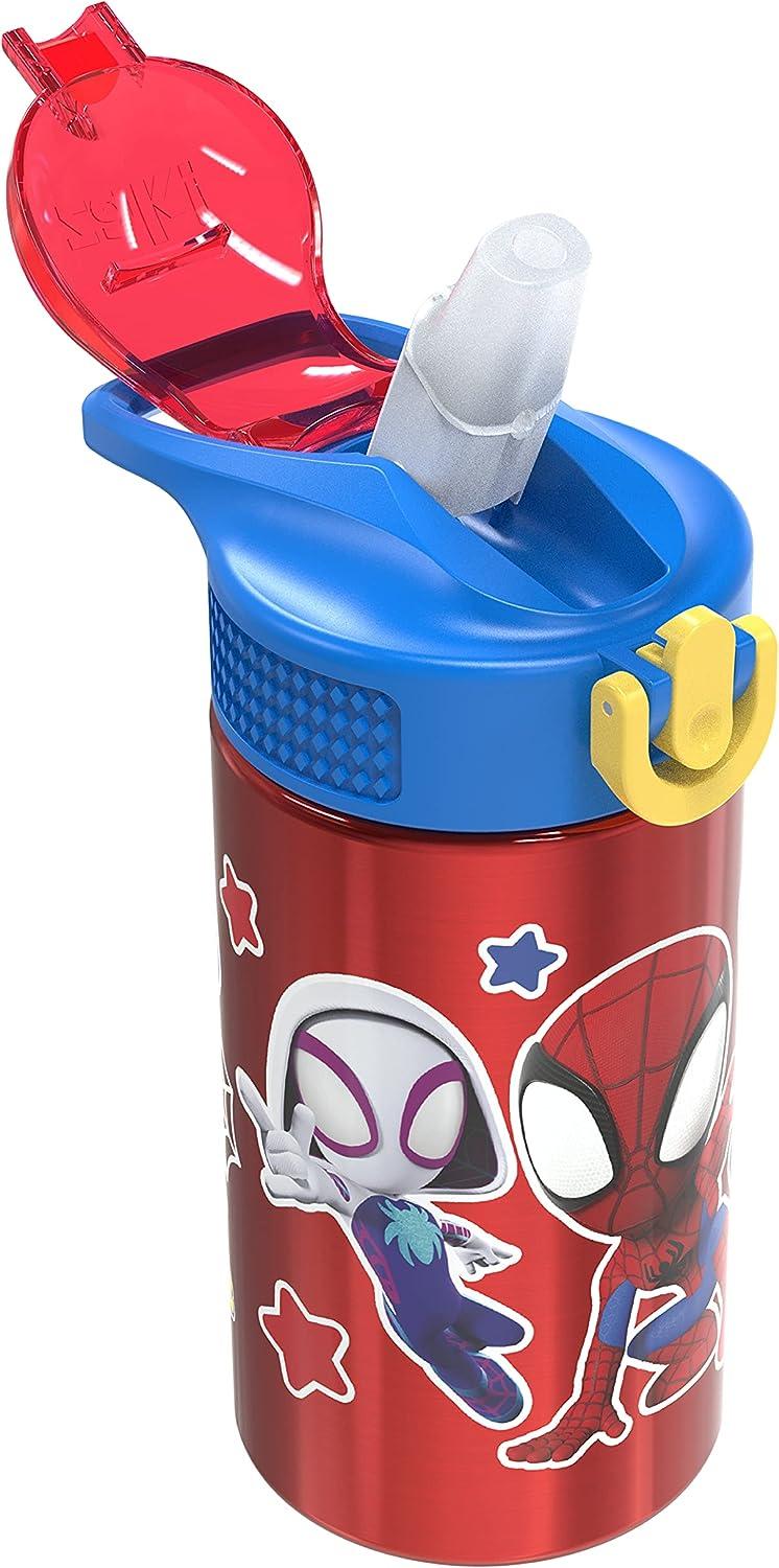 Zak Designs Disney Cars 3 - Stainless Steel Water Bottle with One  Hand Operation Action Lid and Built-in Carrying Loop, Kids Water Bottle  with Straw Spout is Perfect for Kids (15.5