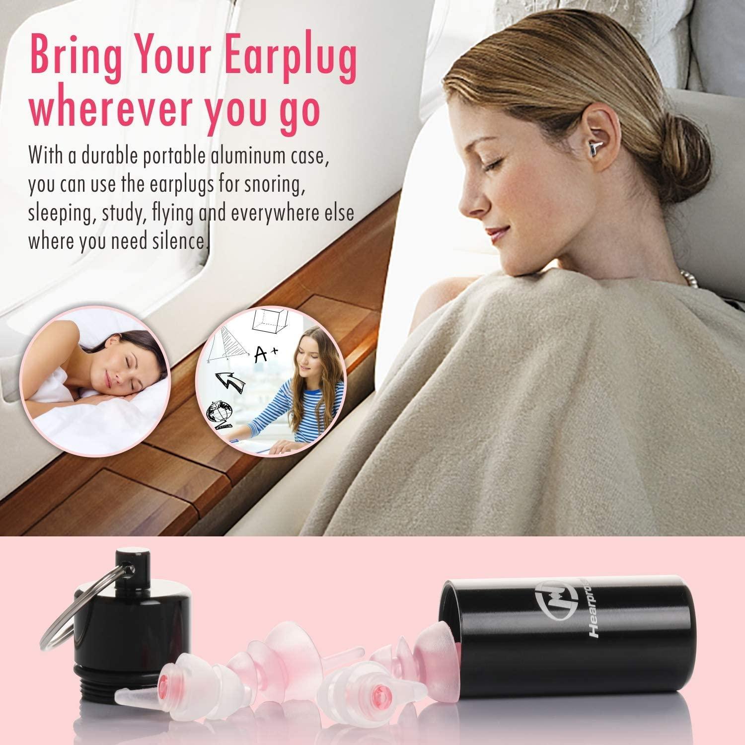 Sleeping Ear Plugs, Hearprotek 2 Pairs Ear Plugs (32db & 30db) Ultra Soft Noise Reduction and