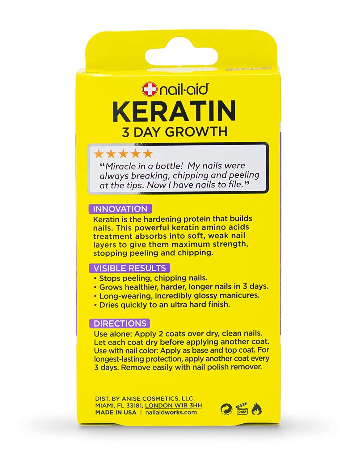 NAILAID Hardener + Keratin Growth + Gel Top Coat, Clear Set