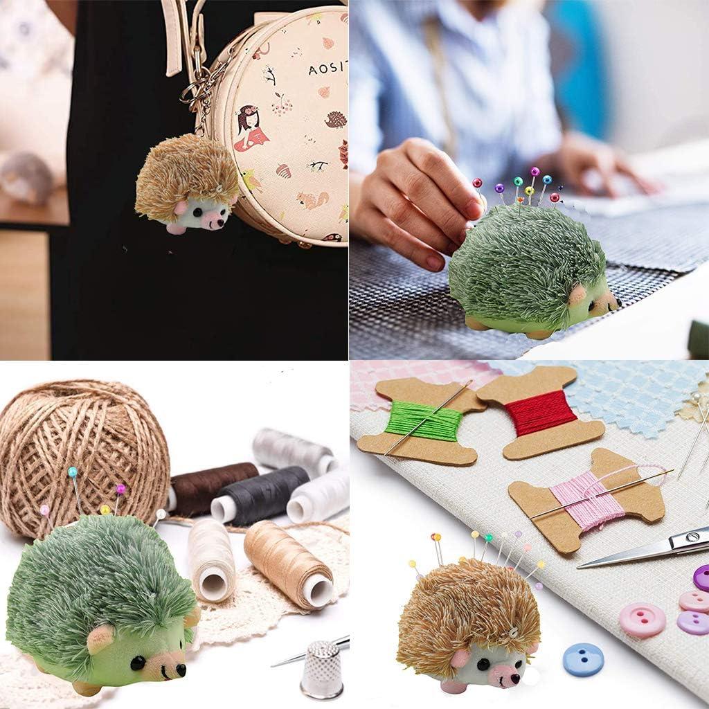 FUEAWIM Hedgehog Pin Cushion with Pins Set Include 1 Pcs Cute Pin Cushion and 100 Pcs Butterfly Flat Head Straight Pins for Sewing DIY Projects
