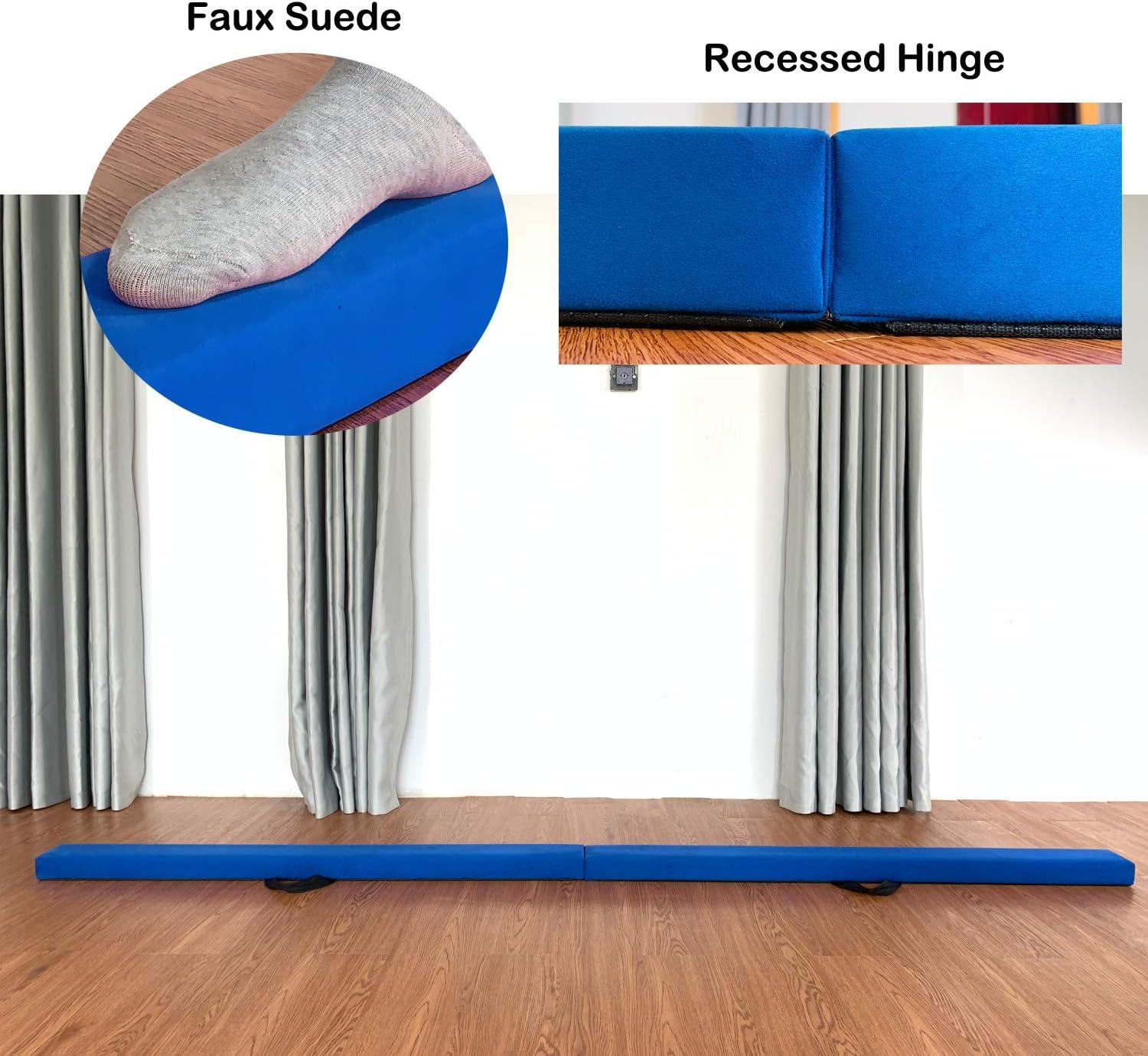 MARFULA 8 Ft Folding Wood Gymnastic Balance Beam Blue For Kids/Adults Home Use