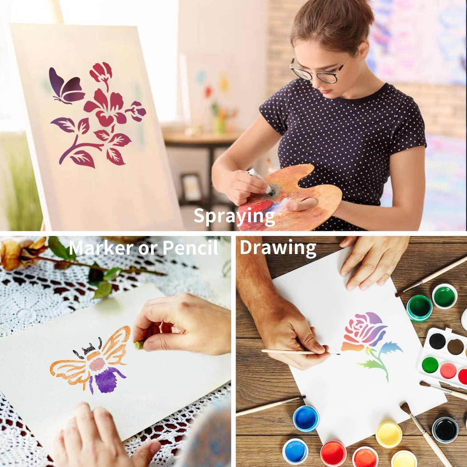 100 Pcs Stencils for Painting on Wood Reusable Stencil Crafts