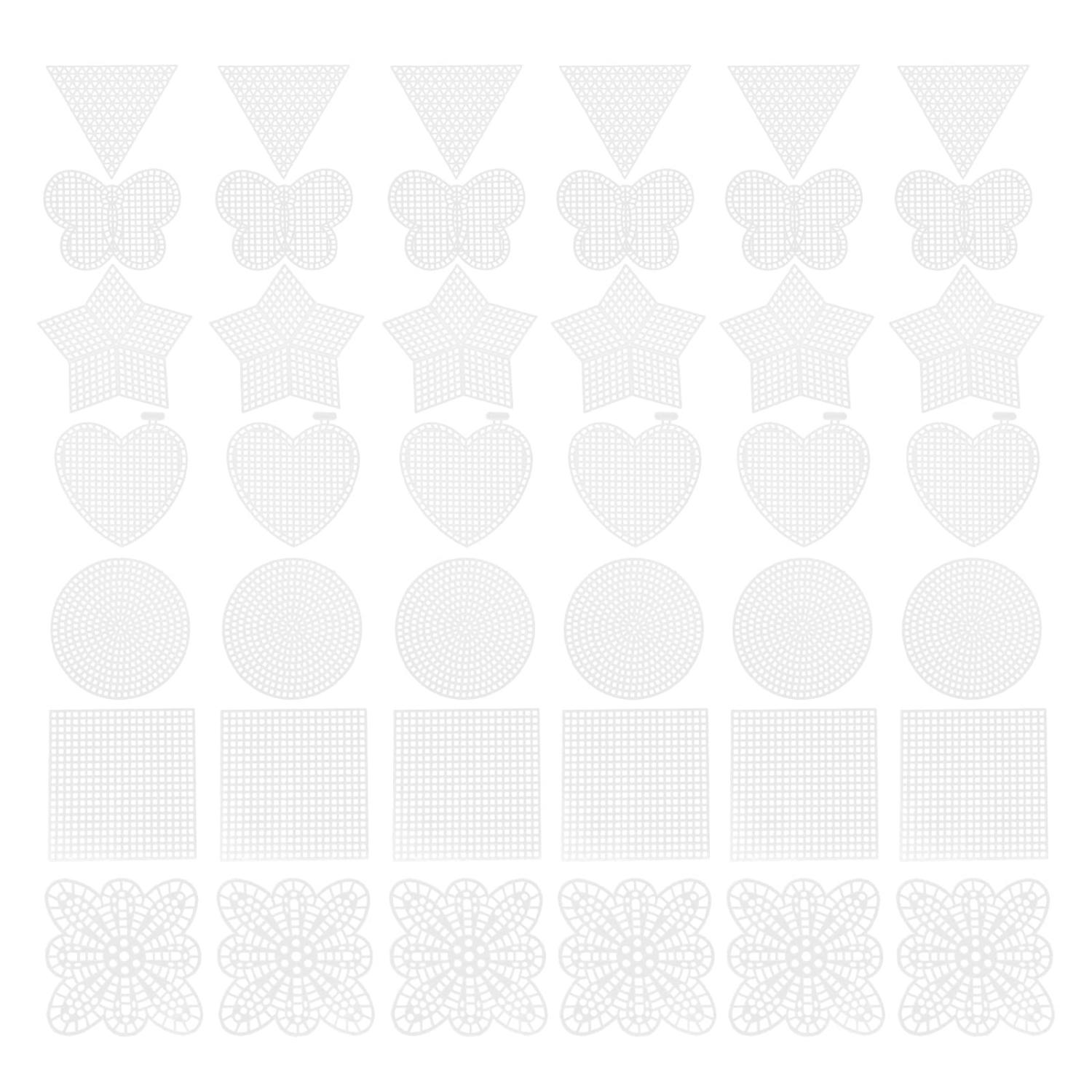 MILISTEN 70 Pieces Mesh Plastic Canvas Kit Including 7 Different Shapes