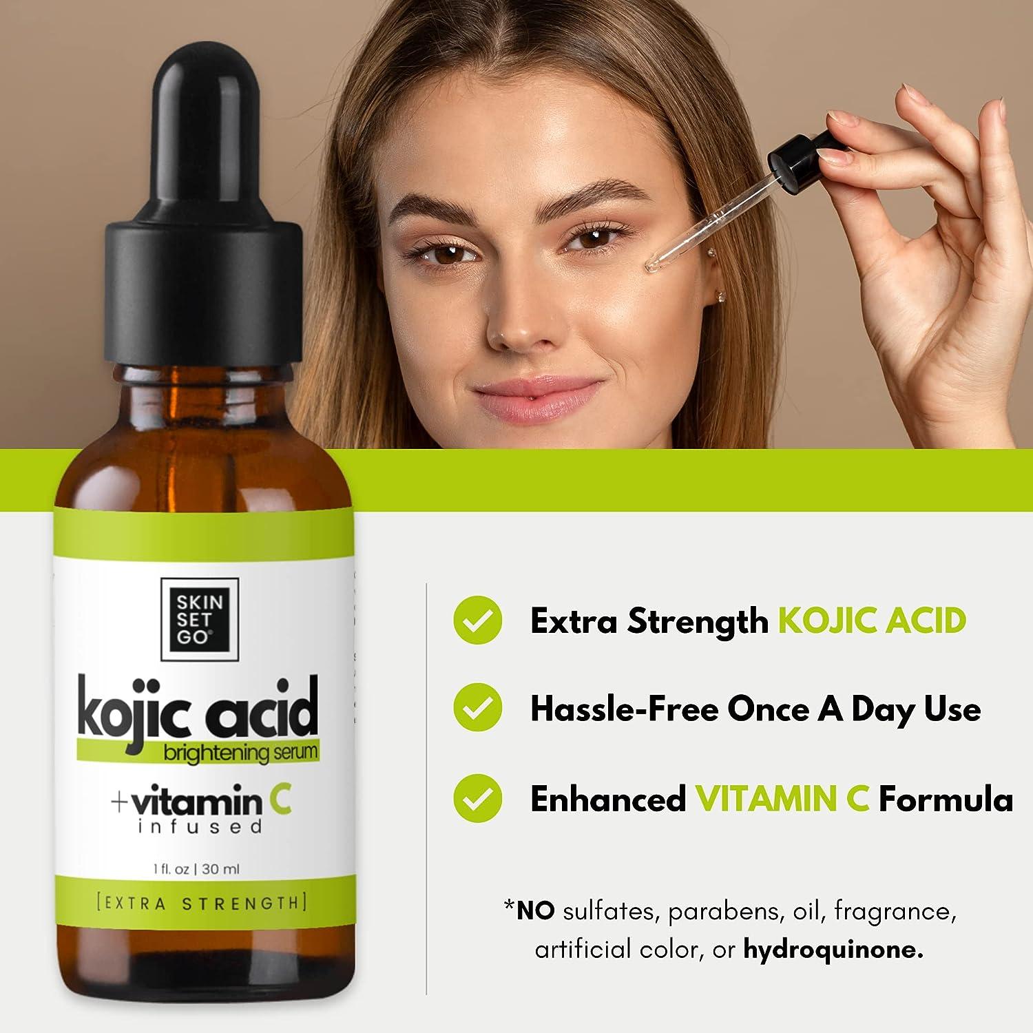 Extra Strength Kojic Acid Serum 7.5 Dark Spot Corrector For Face And Body Vitamin C Infused