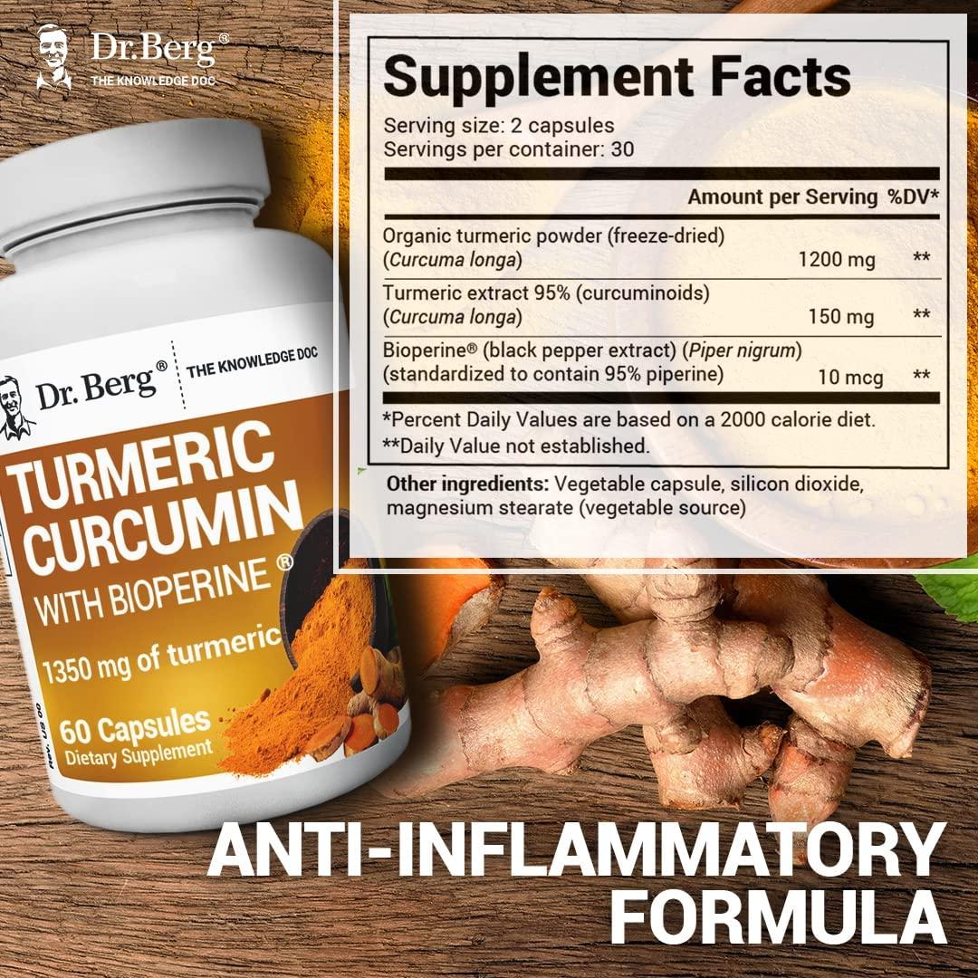 Dr. Berg's Turmeric Curcumin with Bioperine 95 Curcuminoids Turmeric