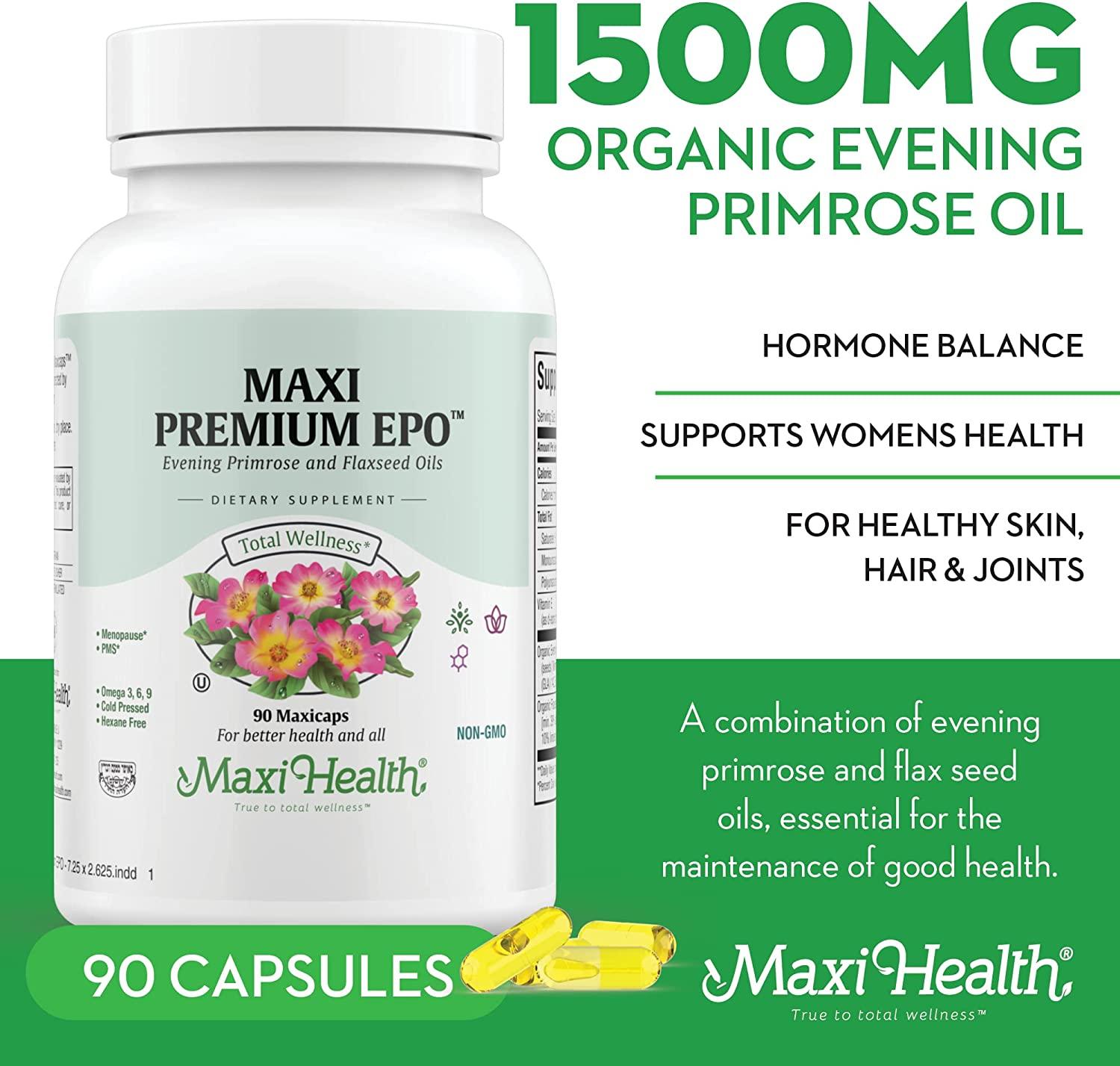 Organic Evening Primrose Oil Capsules 1500mg Hormone Balance & Menopause Relief GLA