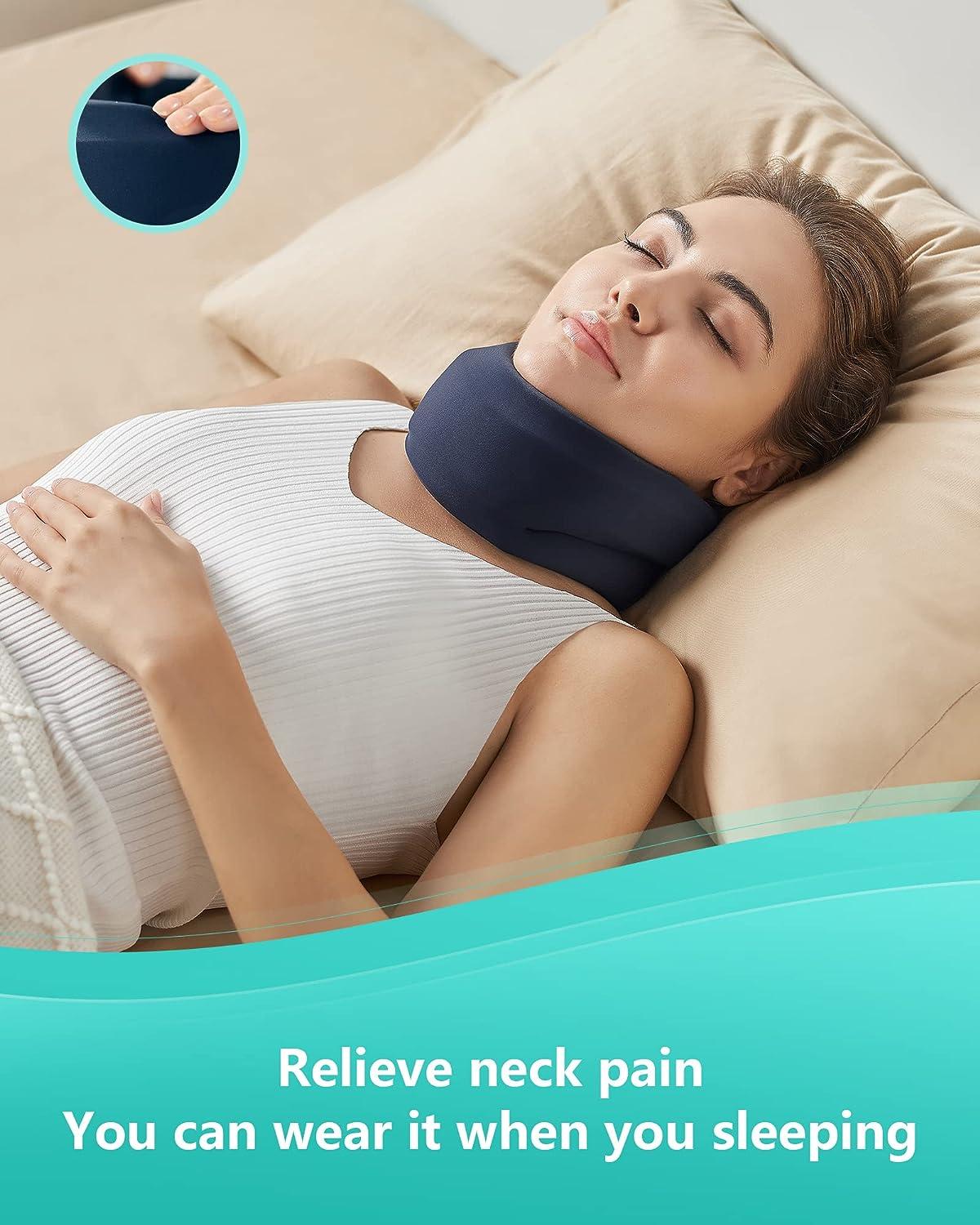 Neck Brace Cervical Collar for Sleeping - Relief Neck Pain and Neck Support  Soft Foam Wraps Keep Vertebrae Stable and Aligned for Relief of Cervical  Spine Pressure for Women & Men (Blue-M