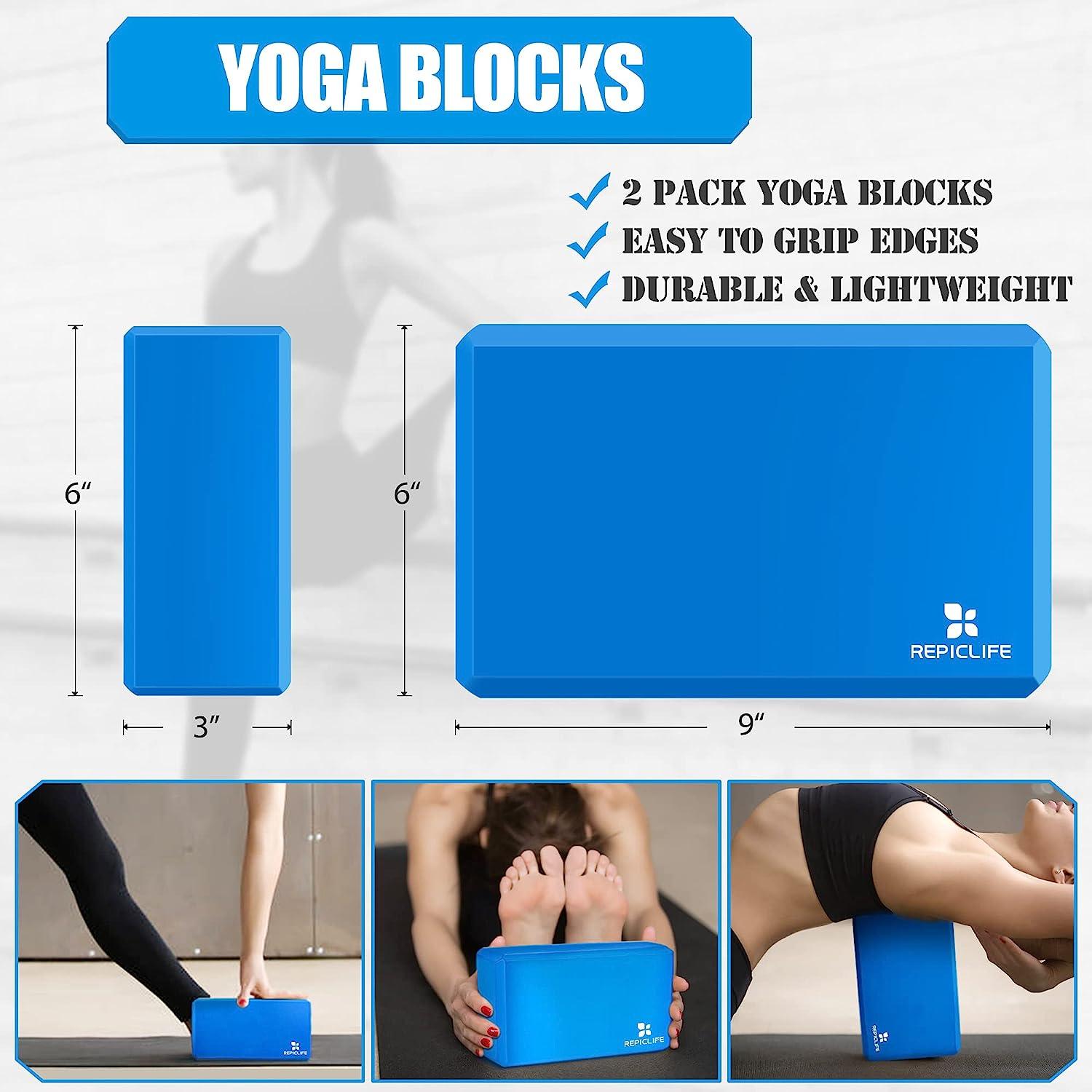 Yoga Blocks,Yoga Set,Yoga Accessories,Yoga Blocks 2 Pack with Strap,1 Mini  Yoga Ball,3 Resistance Loop Bands,1 Resistance Band,1 Door Anchor,1 Jump  Rope,Gym Bag & Manual for Yoga,Pilates,Stretching