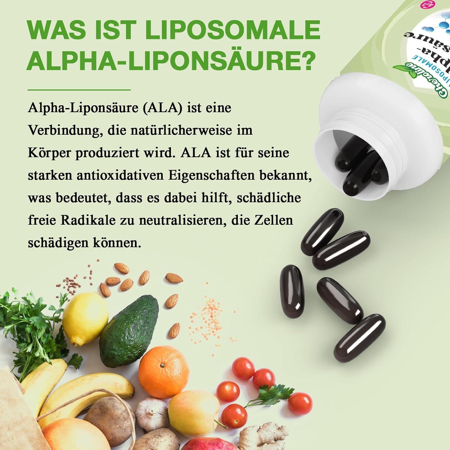 Cheroline Liposomal Alpha Lipoic Acid 1500 mg Soft Capsules - High-Dose ALA  Acetyl L-Carnitine 900
