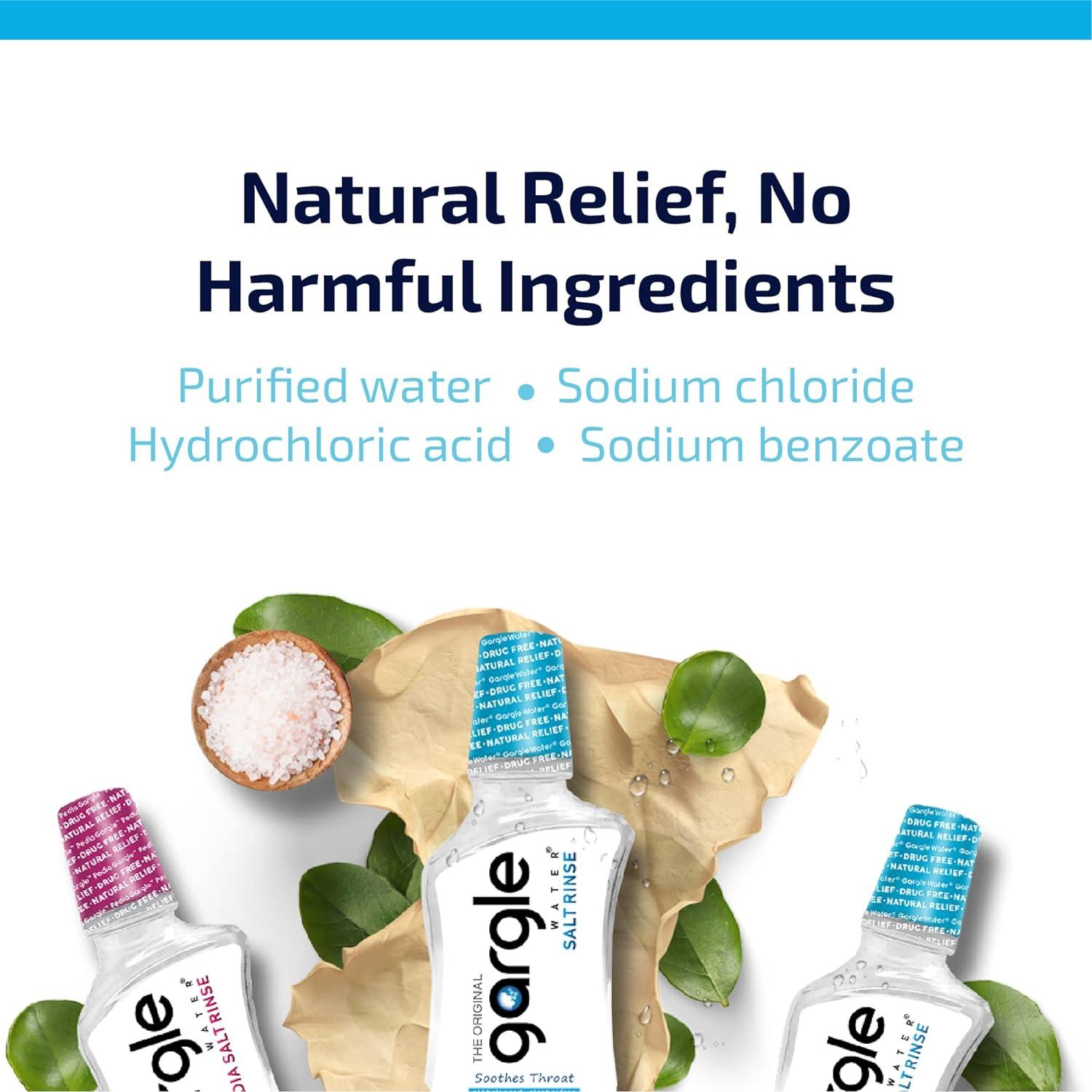 Gargle Water Salt Rinse Mouthwash 12fl oz Natural Saline Solution