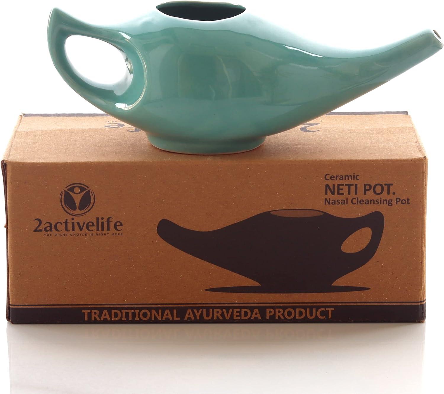 2activelife 225 Ml WaterCeramic Neti Pot with Handle Neti Pot Sinus
