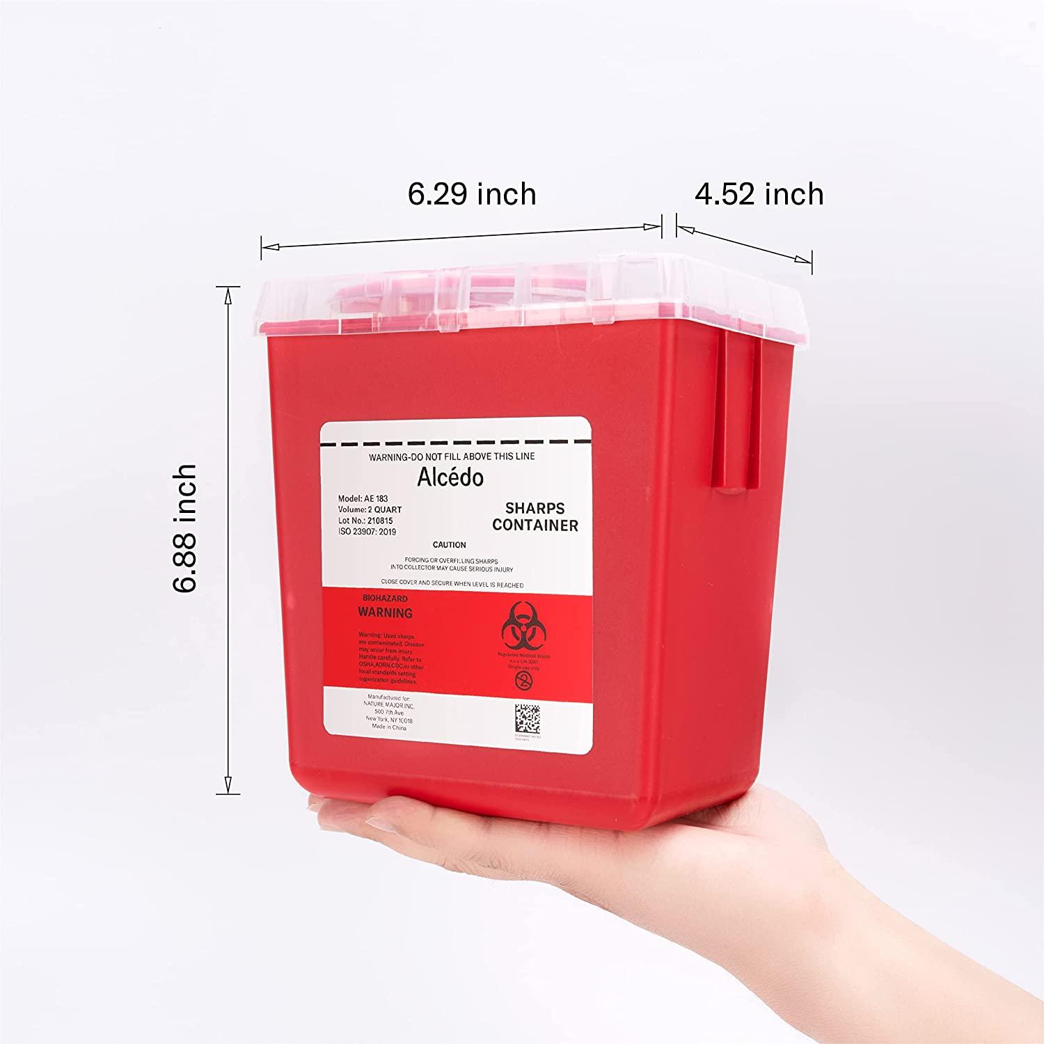 Alcedo Sharps Container for Home and Professional Use 2 Quart (3Pack