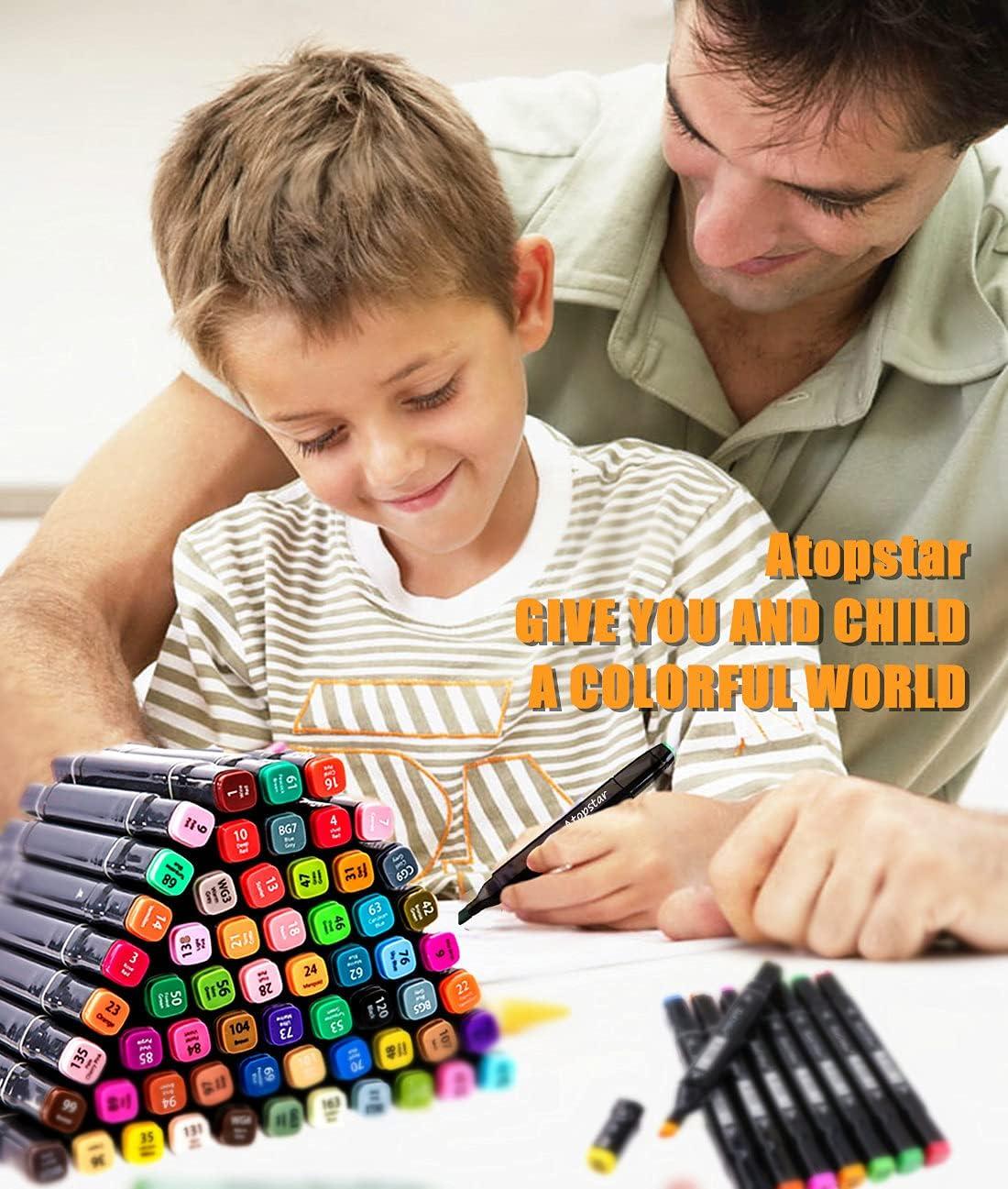 ATOPSTAR 80 Colors Alcohol Markers Artist Drawing Art Markers for Kids Dual  Tip Markers for Adult Coloring Painting Supplies Perfect for Kids Boys  Girls Students Adult(80 Black Shell) Black 80