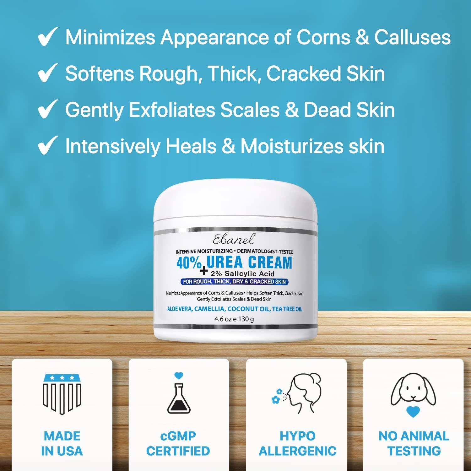 Urea Cream 40 with Salicylic Acid 4.6 Oz Intensive Callus Remover for Dry Cracked Feet & Hands