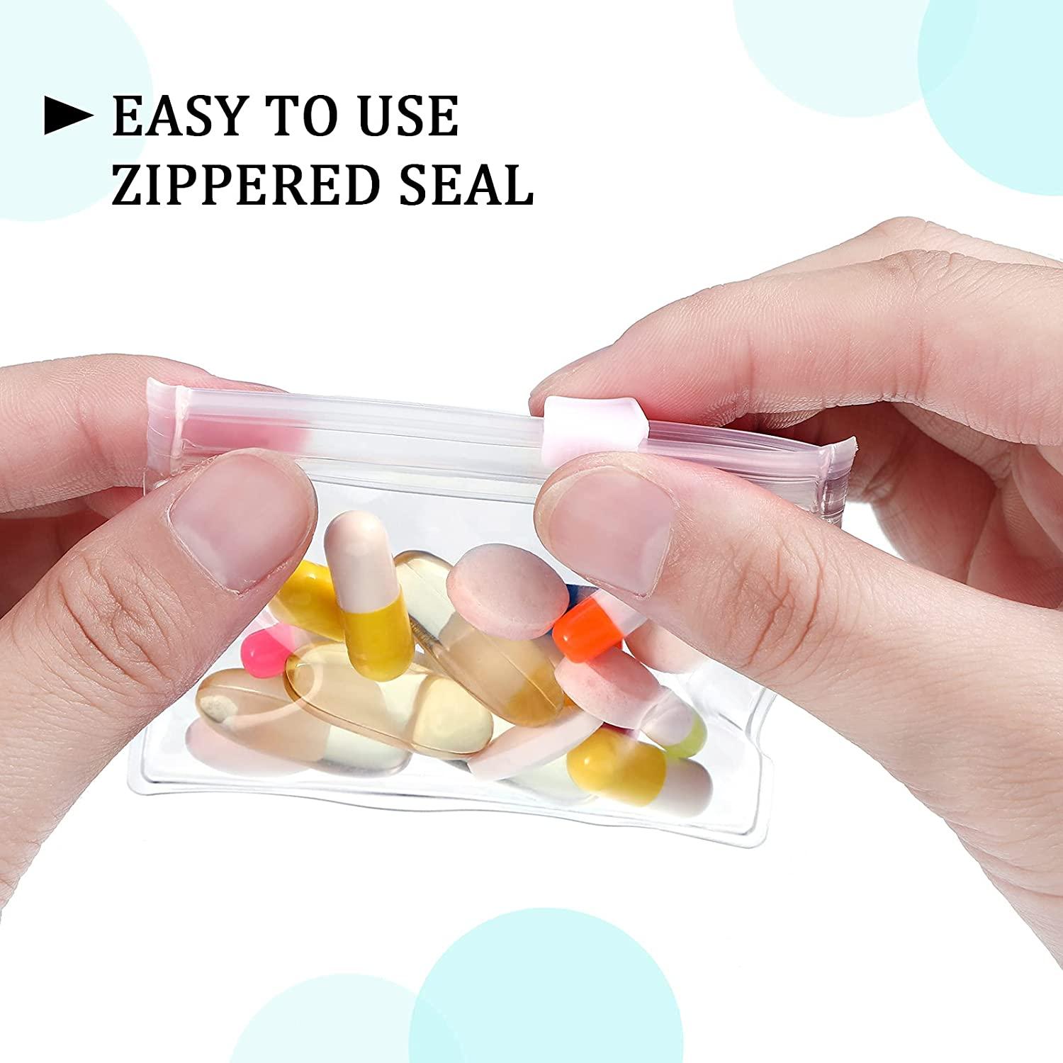 MEDCA Zippered Pill Pouch Bags - 12 Pcs, Slide Lock Clear Plastic Mini Bags,  BPA-Free for Pills Vitamins, Supplements, Medications, Jewelry, Crafts,  Small Objects - Self-Sealing