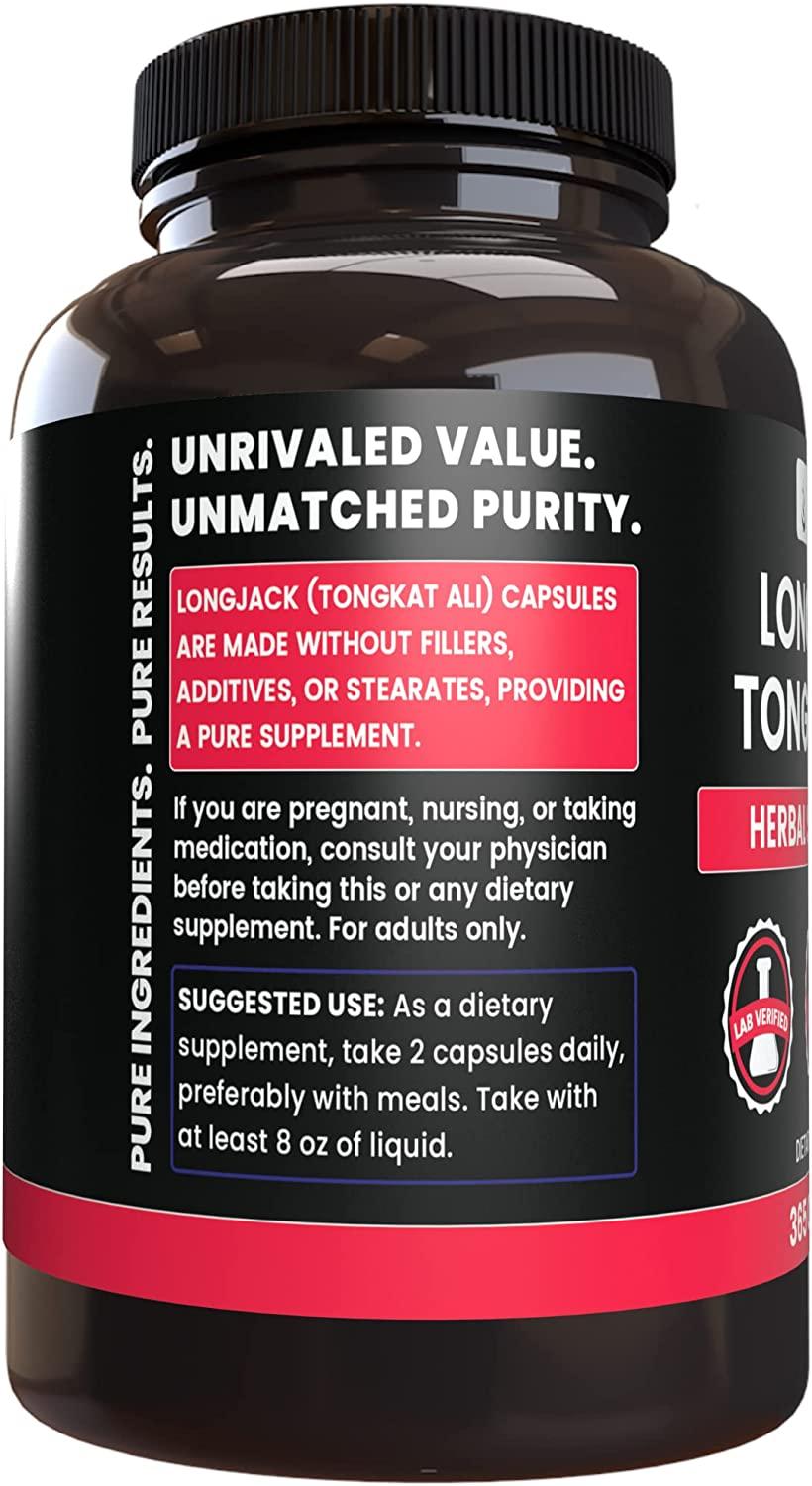 Pure Longjack (Tongkat Ali) 365 Capsules No Fillers, Lab Verified