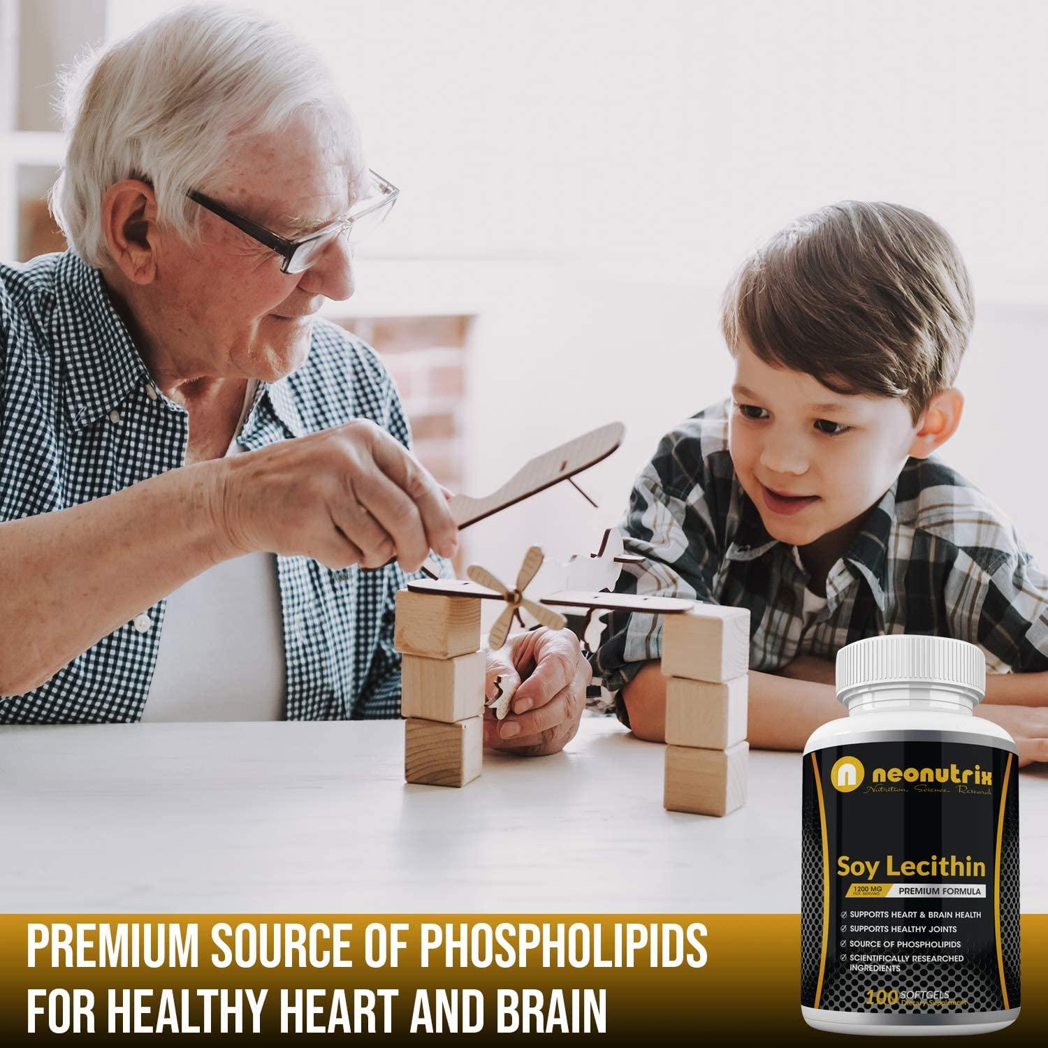 Soy Lecithin Capsules 1200mg (One a Day, 100 Softgels) Immune Support