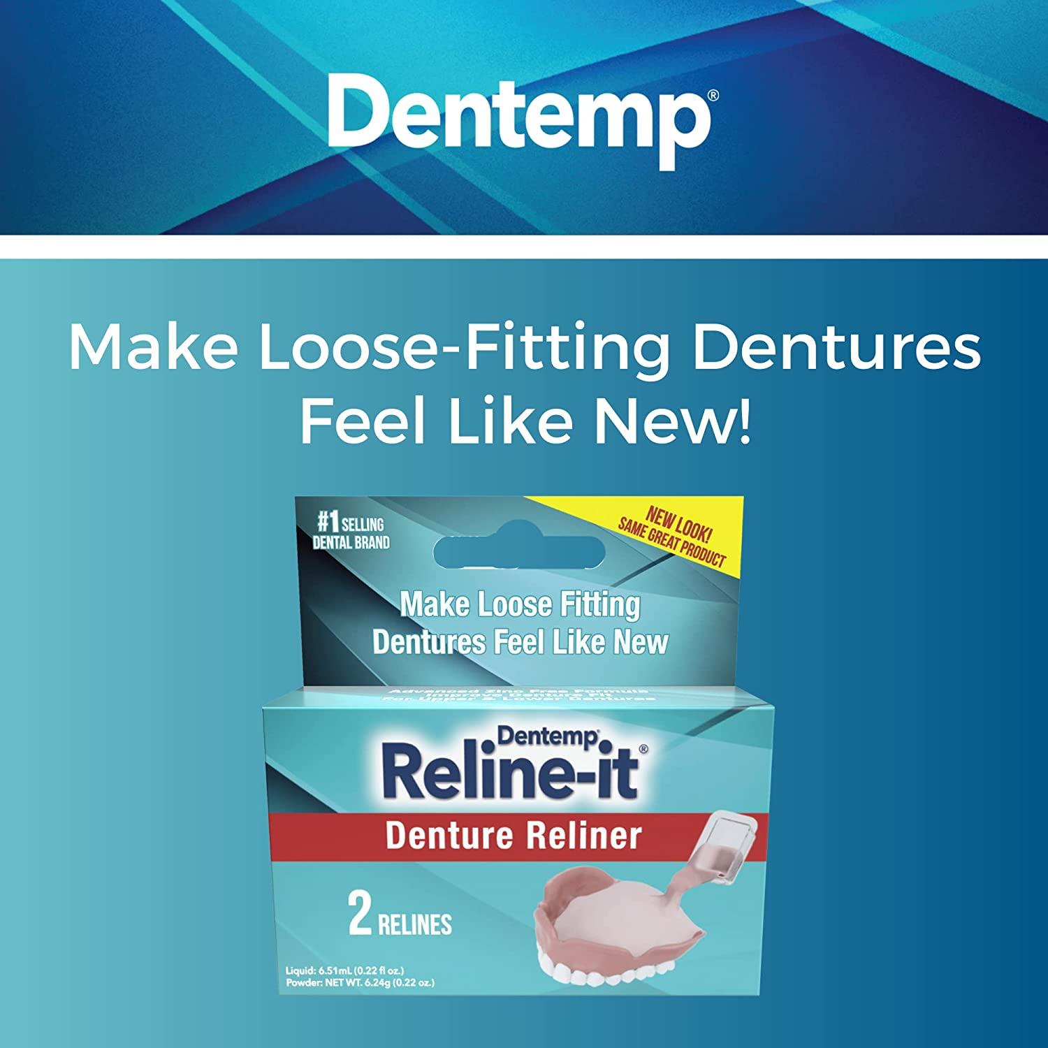 Dentemp Denture Reline Kit - Advanced Formula Reline It Denture Reliner  (Pack of 2) - Denture Kit to Refit and Tighten Dentures for Both Upper &  Lower Denture