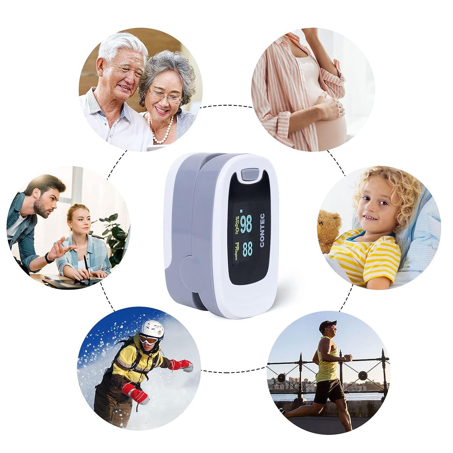 CONTEC CMS50NA Pulse Oximeter Fingertip Blood Oxygen Monitor SpO2 PR Value Waveform Grey