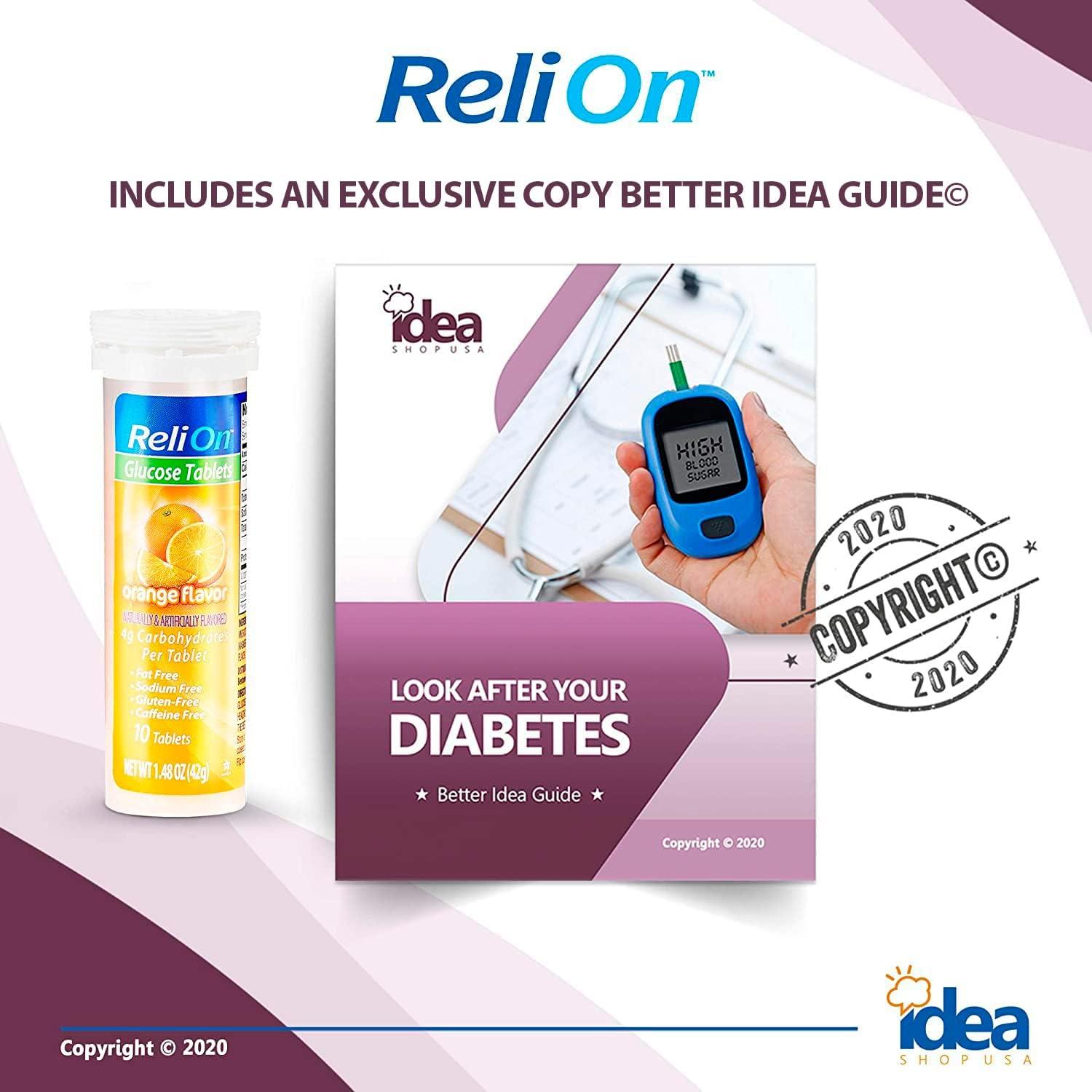 ReliOn Orange Glucose Tablets (2 Pack 20ct) + Look After Your Diabetes