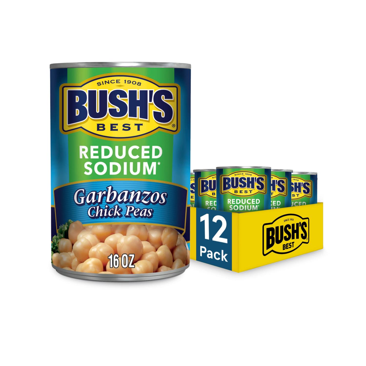 BUSH'S BEST Reduced Sodium Garbanzo Beans, Source of Plant Based