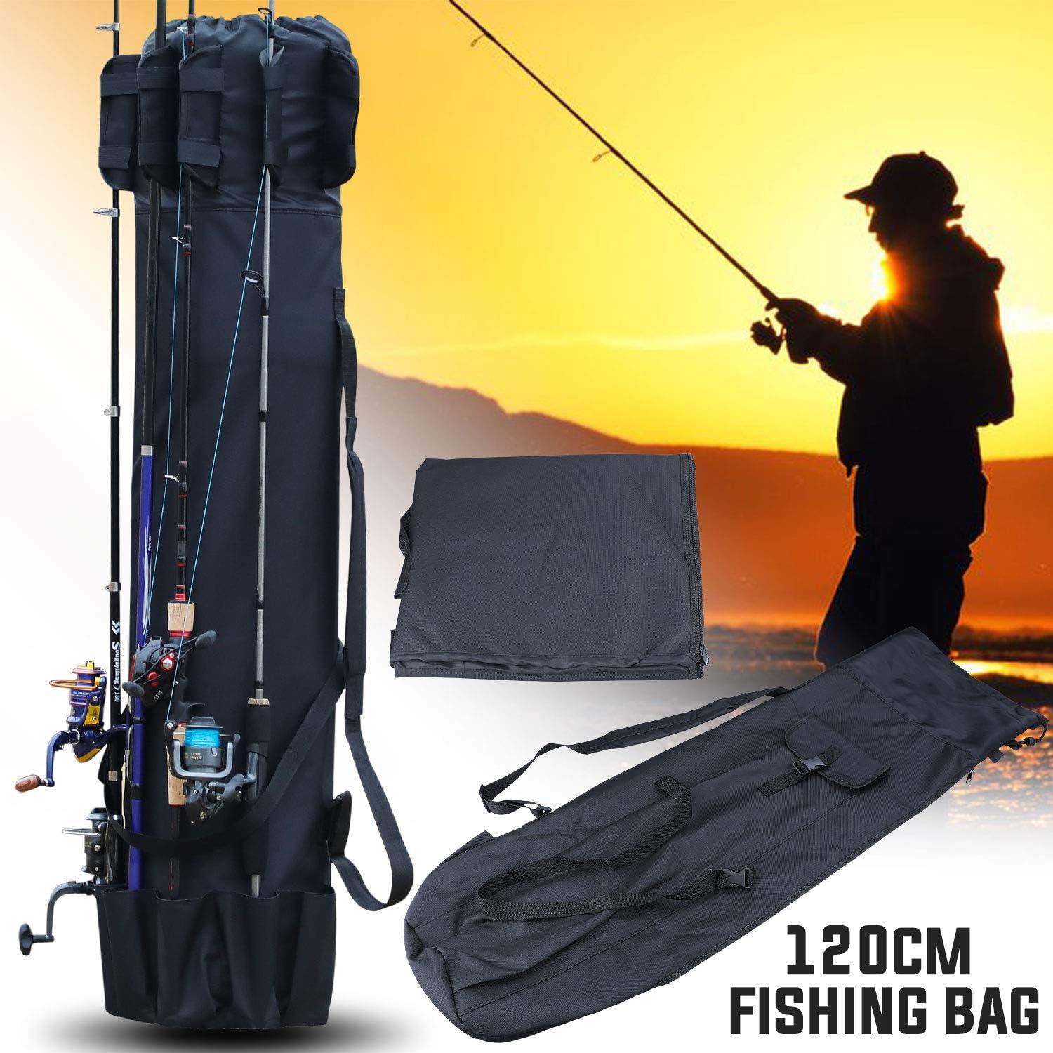 Sougayilang Fishing Rod Case Organizer Pole Storage Bag Fishing Rod and Reel  Organizer for Travel Gift for Father Boyfriend and Family Black-120cm/4ft