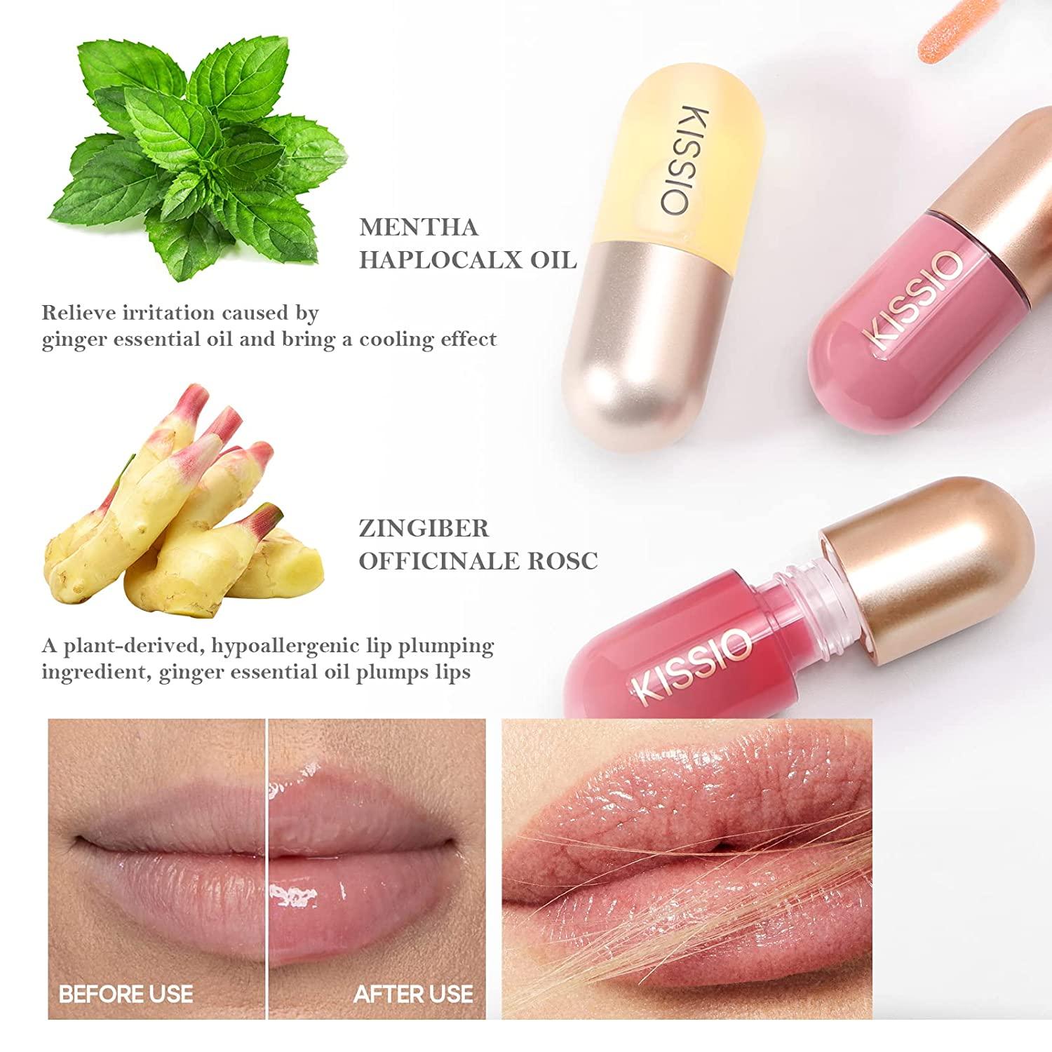 KISSIO Lip Plumper,Color Lip Plumper Gloss,Lip Enhancer,Plant Extracts