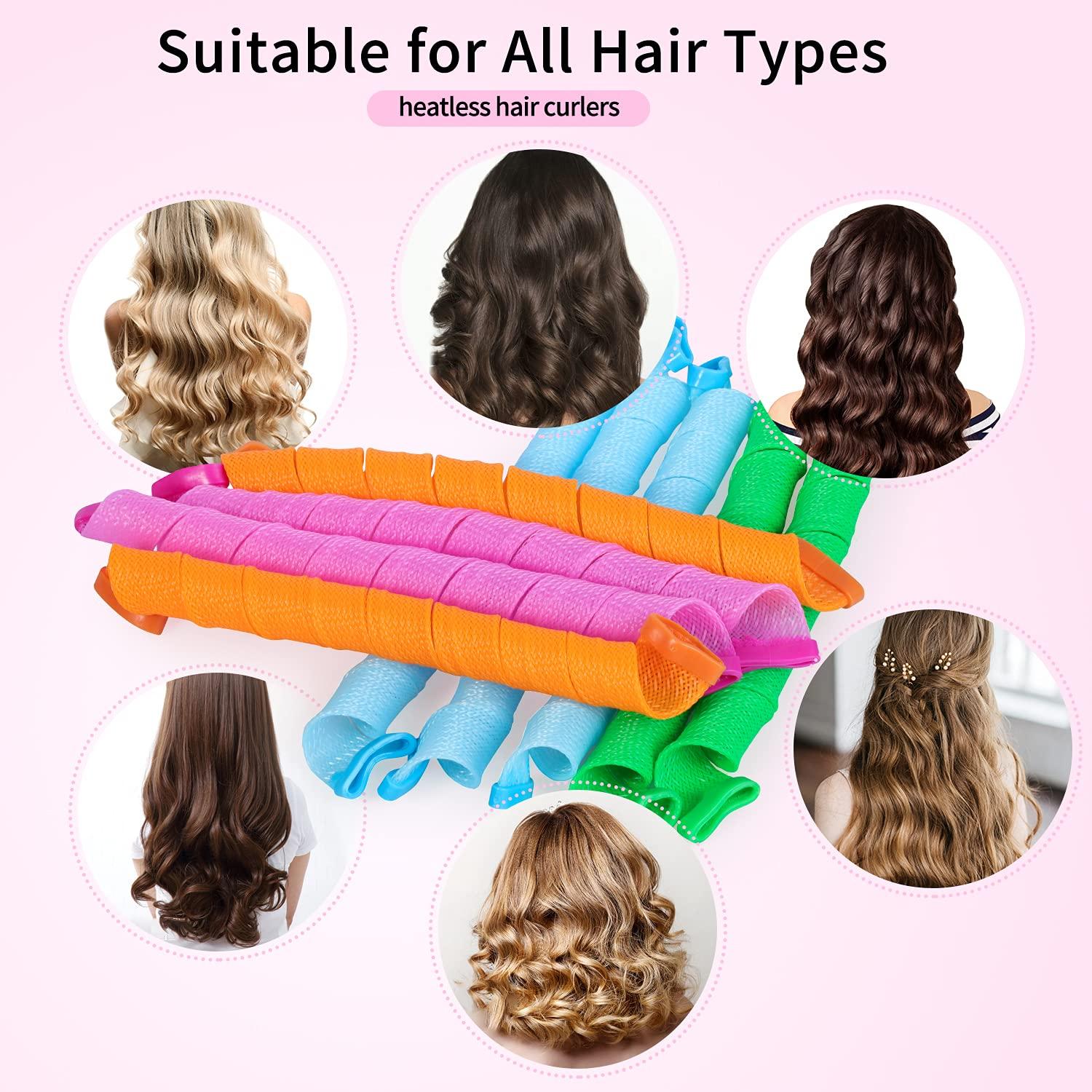 30 Pcs Hair Curlers Spiral Curls Heatless Hair Curlers No Heat Spiral  Curlers Styling Kit with 2 Sets of Styling Hooks for Most Kinds of  Hairstyles(Assorted Color,)  Inch (Pack of 30)