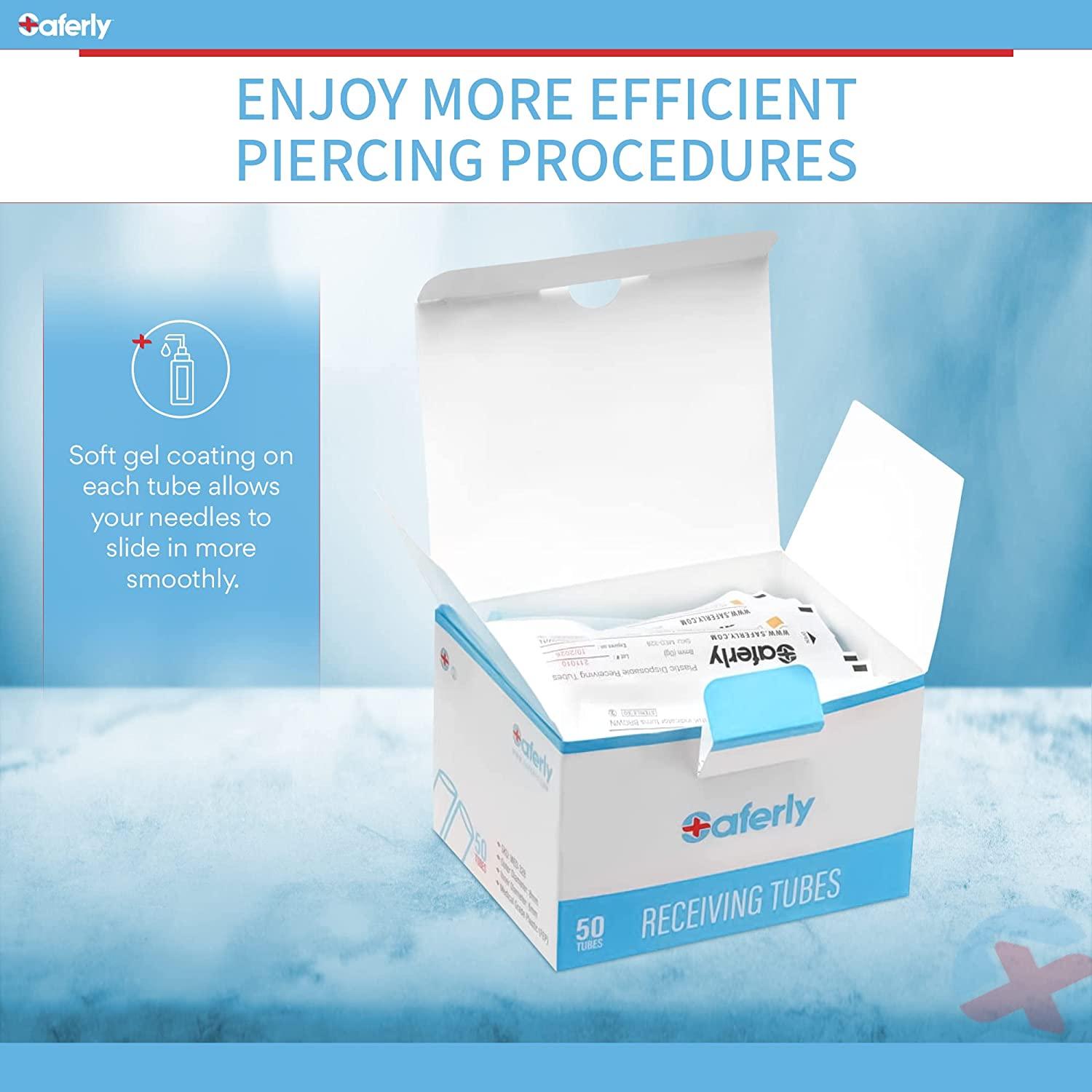 Saferly Body Piercing Needle Receiving Tubes 8mm Plastic Medical