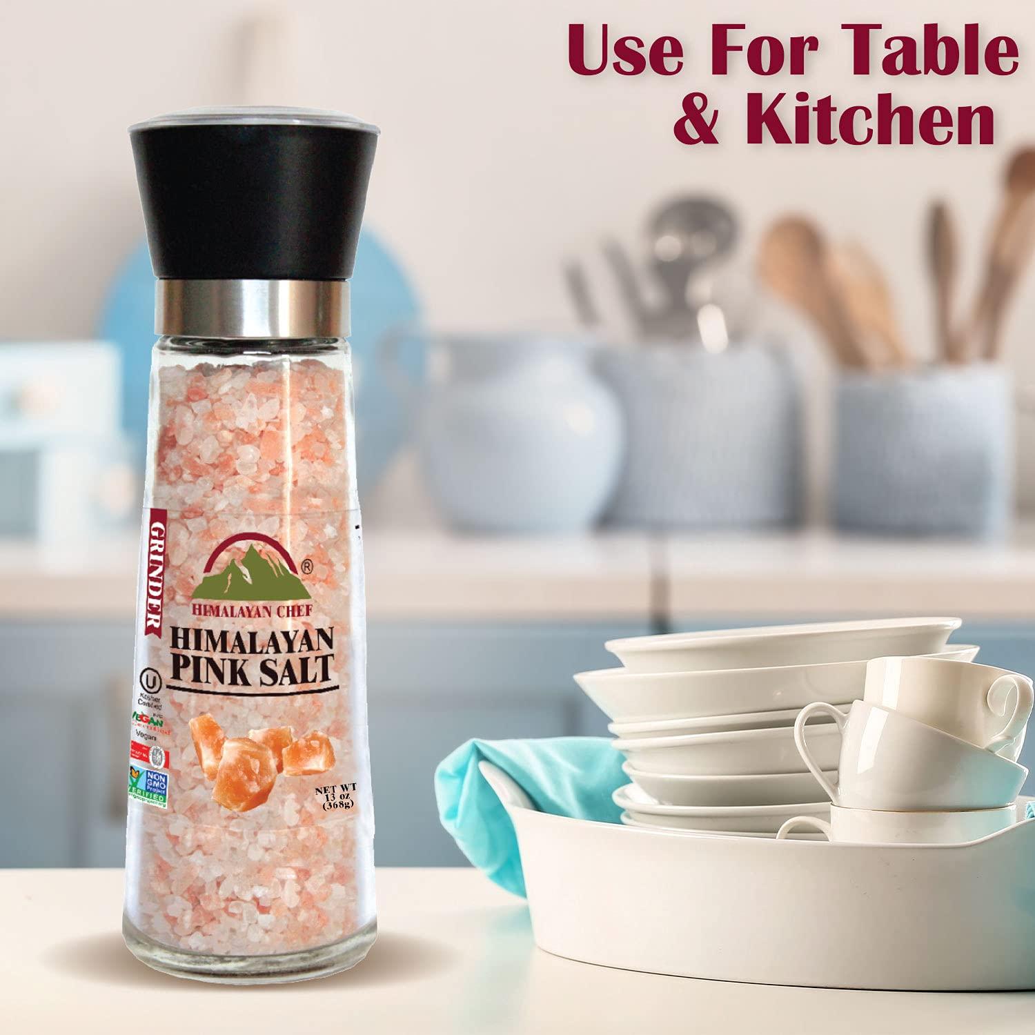 Organic Pink Himalayan Salt with Reusable Glass Grinder 7 Ounces