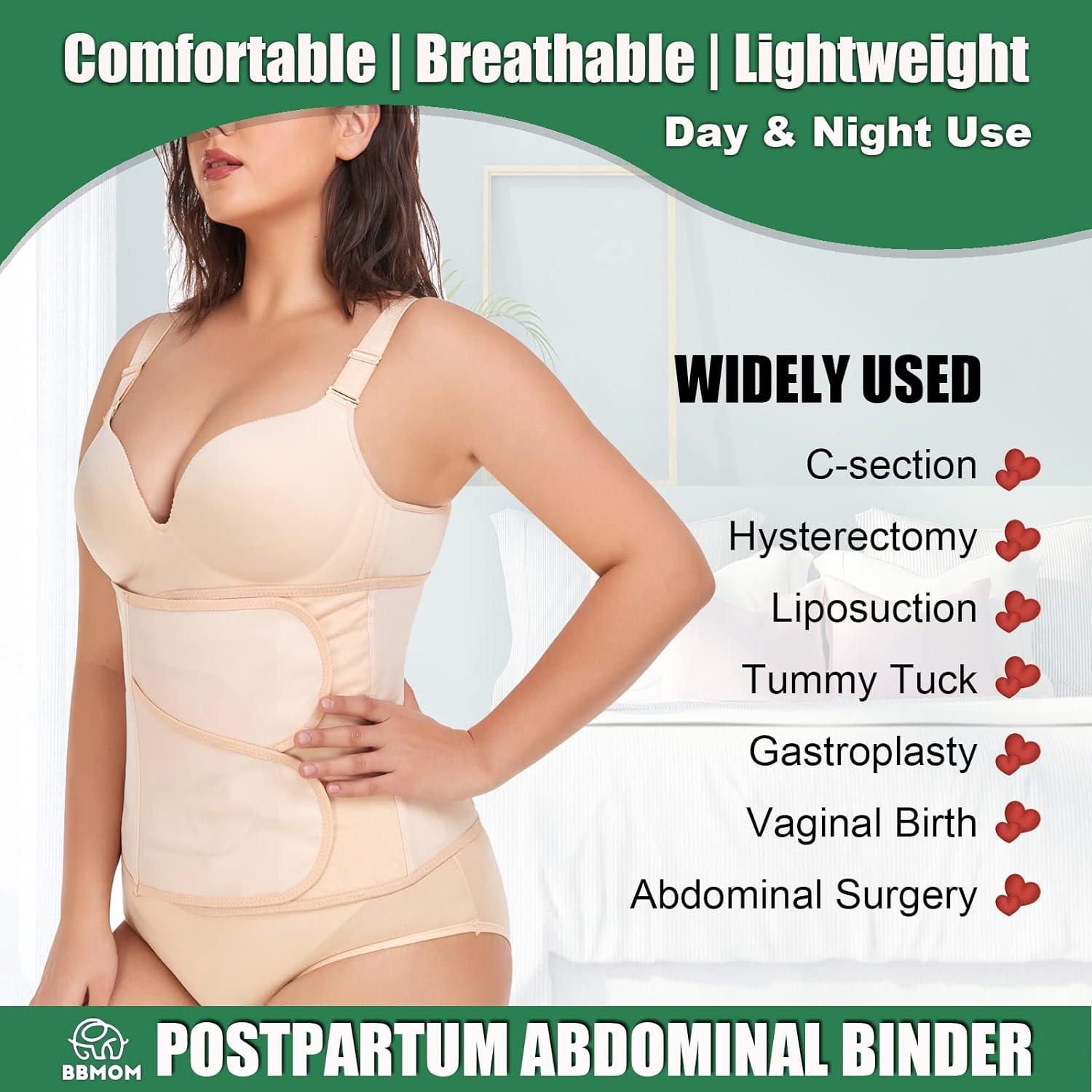 Postpartum Belly Band Abdominal Binder C-Section Recovery Belt Belly Wrap  Skin-Friendly Compression Wrap for Post Surgery Recovery (Medium Z-Beige) Medium  Z-beige
