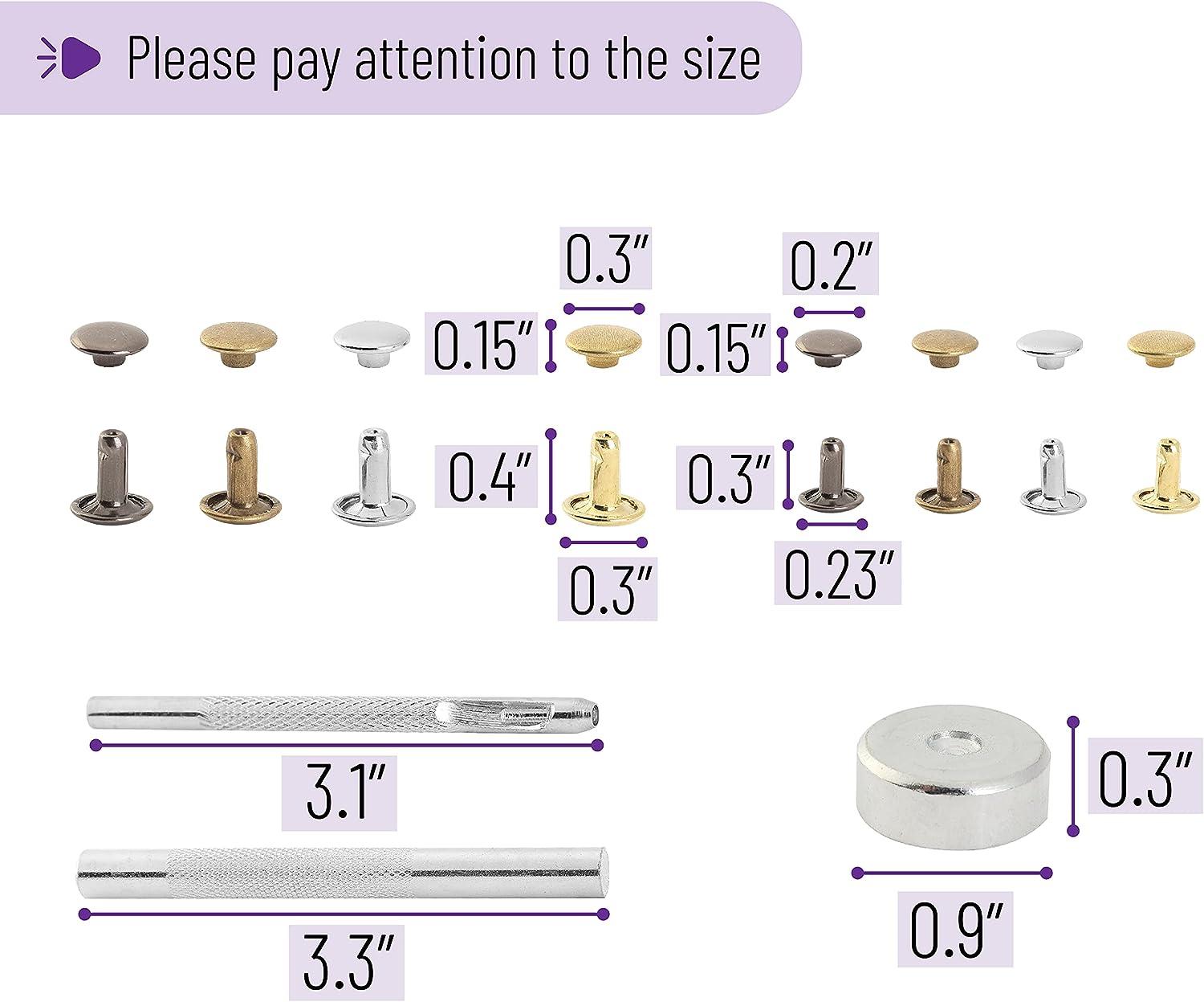 UNCO Leather Rivets Kit 240 pcs Tubular Metal Studs with Fixing Tools