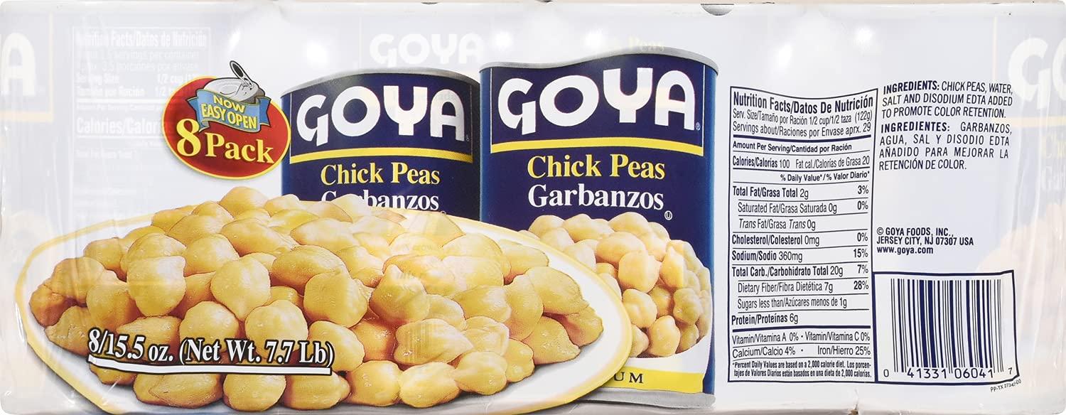 Goya Foods Chick Peas Garbanzo Beans 15.5oz (Pack of 8) Quality and