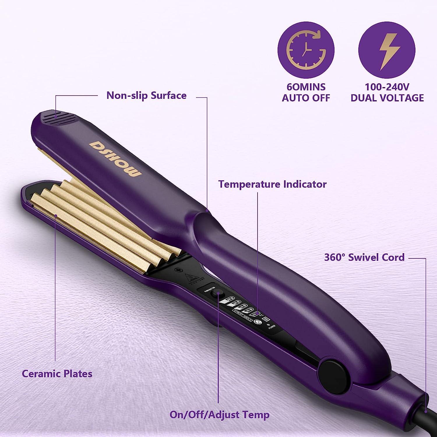 Crimping Iron Hair Crimper for Hair DSHOW Hair Waver Volumizing Crimper with Titanium Ceramic Plates Styling Tools for Women Girls (Purple)