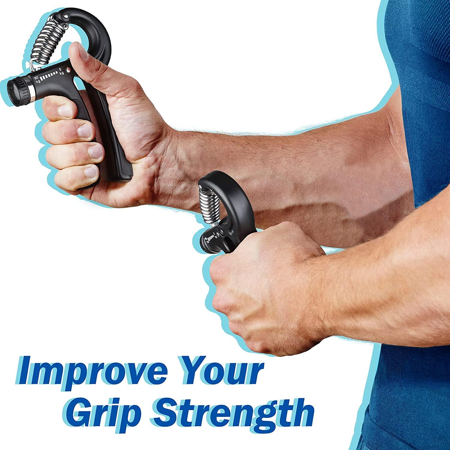 AIXPI Grip Strength Trainer, Hand Grip Exerciser Strengthener with  Adjustable Resistance 11-132 Lbs (5-60kg), Forearm Strengthener, Hand  Exerciser for Muscle Building and Injury Recover black-2pack