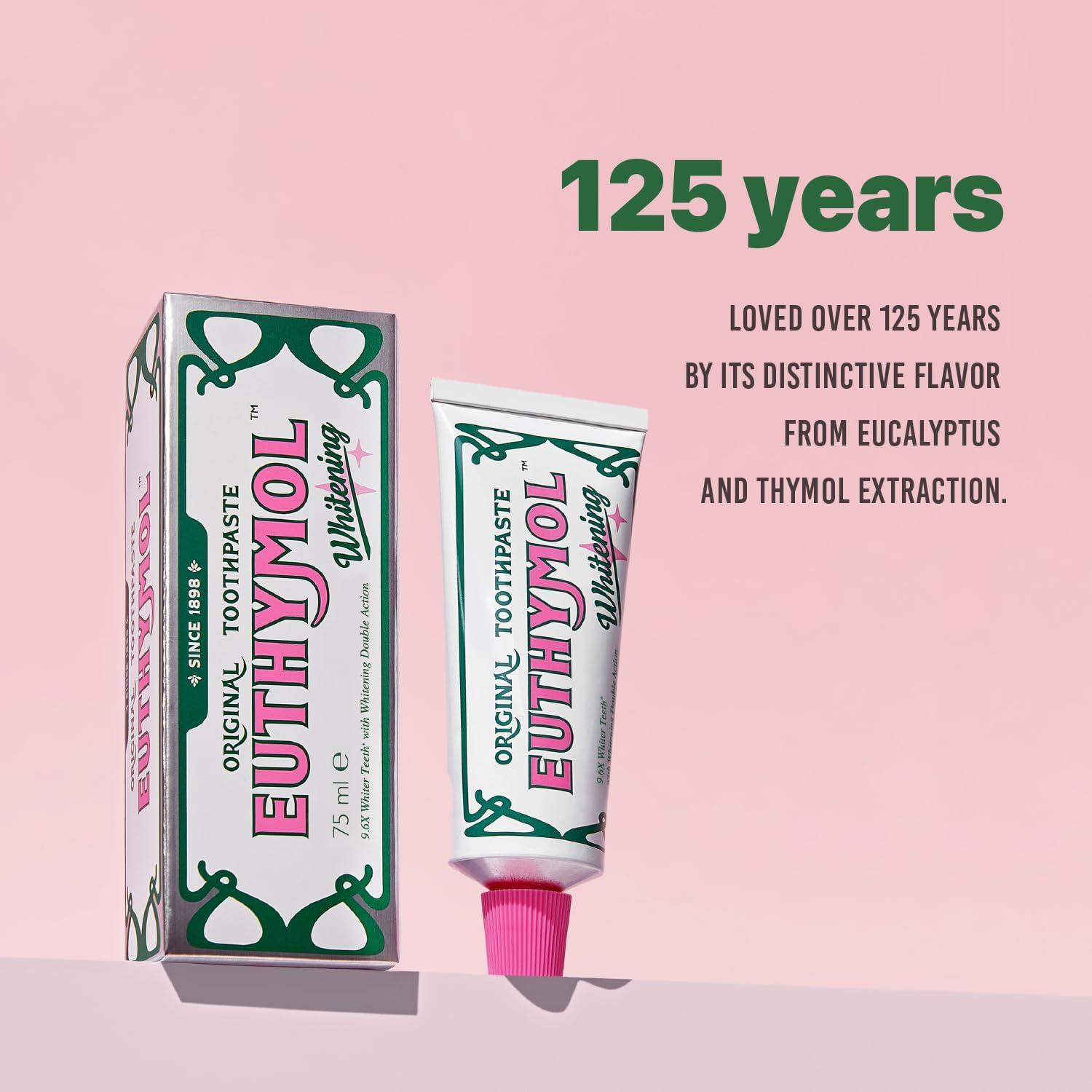 Euthymol Whitening Toothpaste 75ml NonGMO Gluten Free Vitamin E Plaque