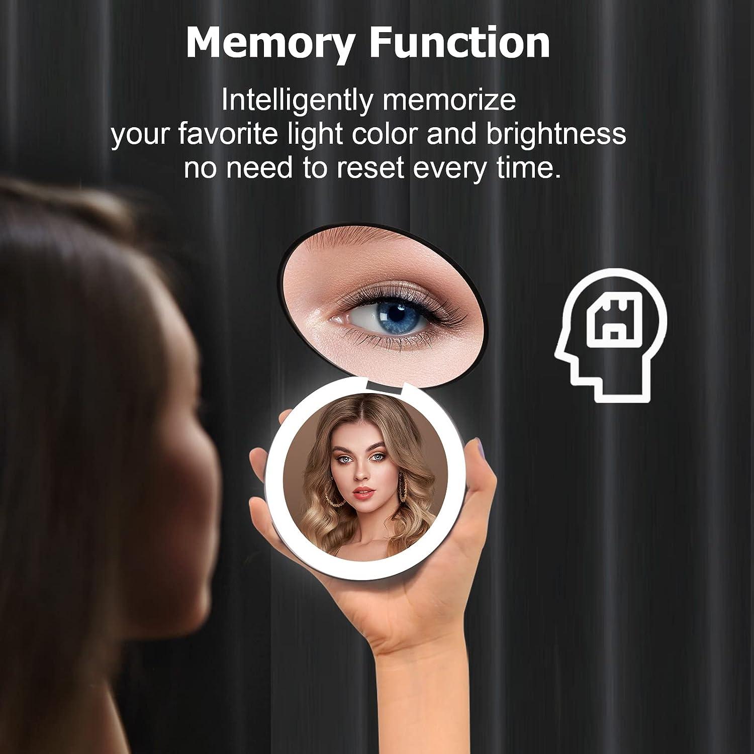 Compact Lighted Mirror 5inch Travel Makeup Mirror 1X/10X Magnifying