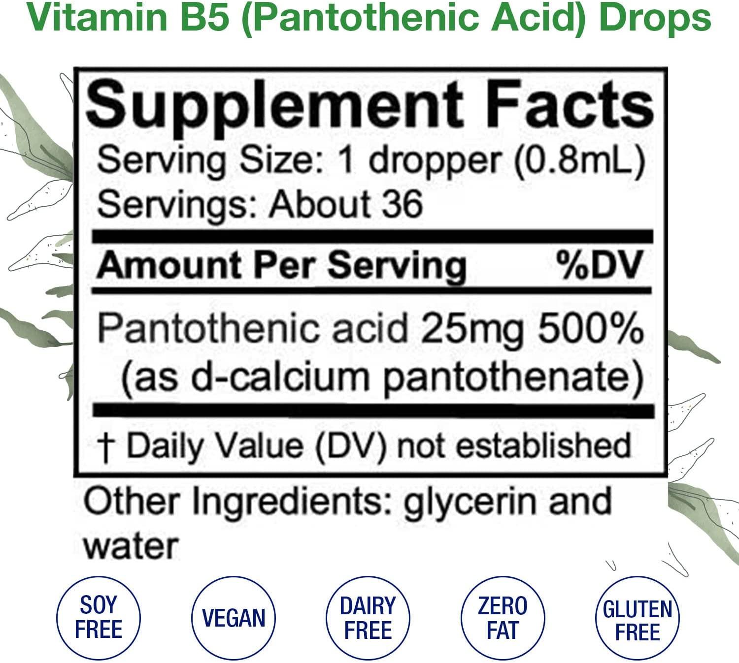 Vitamin B5 (Pantothenic Acid) Drops Liquid Vitamin B5 to Maintain
