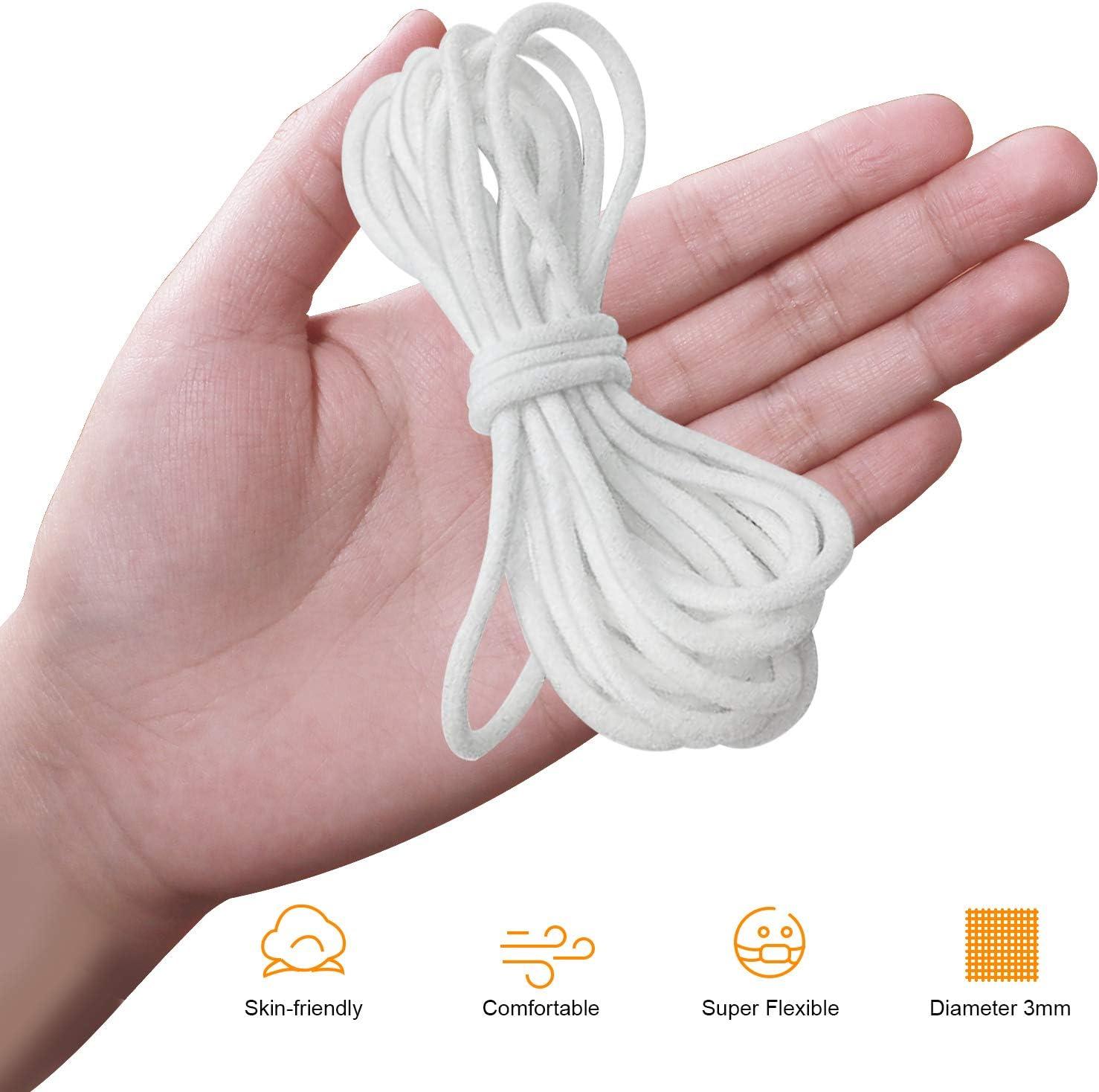 3mm Super Soft Elastic Cord Black White Round Strap Sewing Craft